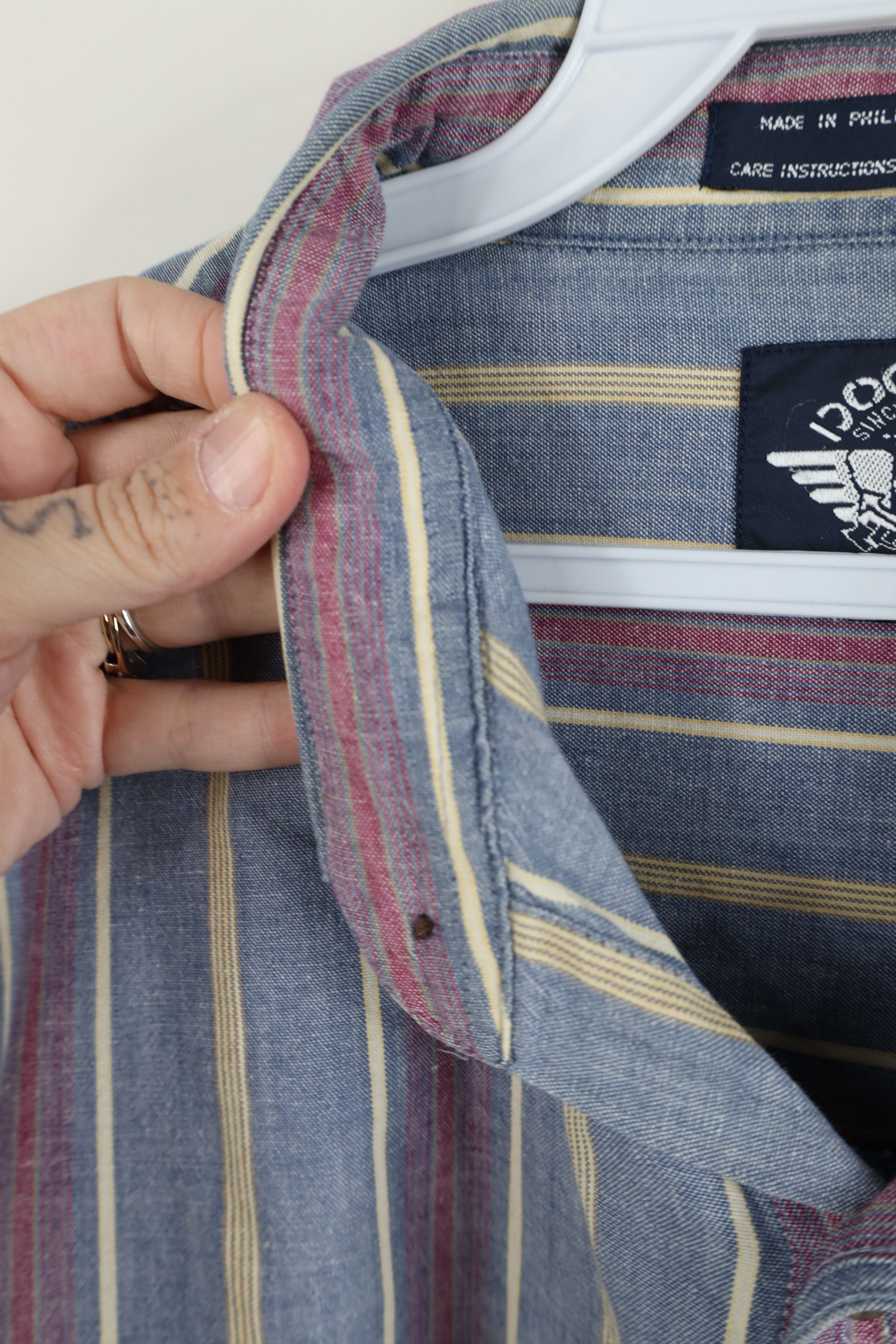Vintage Vintage 90s Streetwear Chambray Collared Button Shirt Size US L / EU 52-54 / 3 - 8 Thumbnail