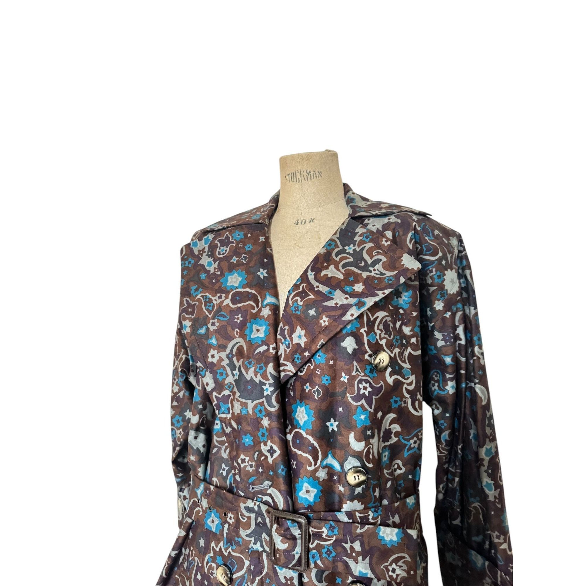 Yves Saint Laurent 1970s Silk Colorful Trench Coat Size S / US 4 / IT 40 - 2 Thumbnail
