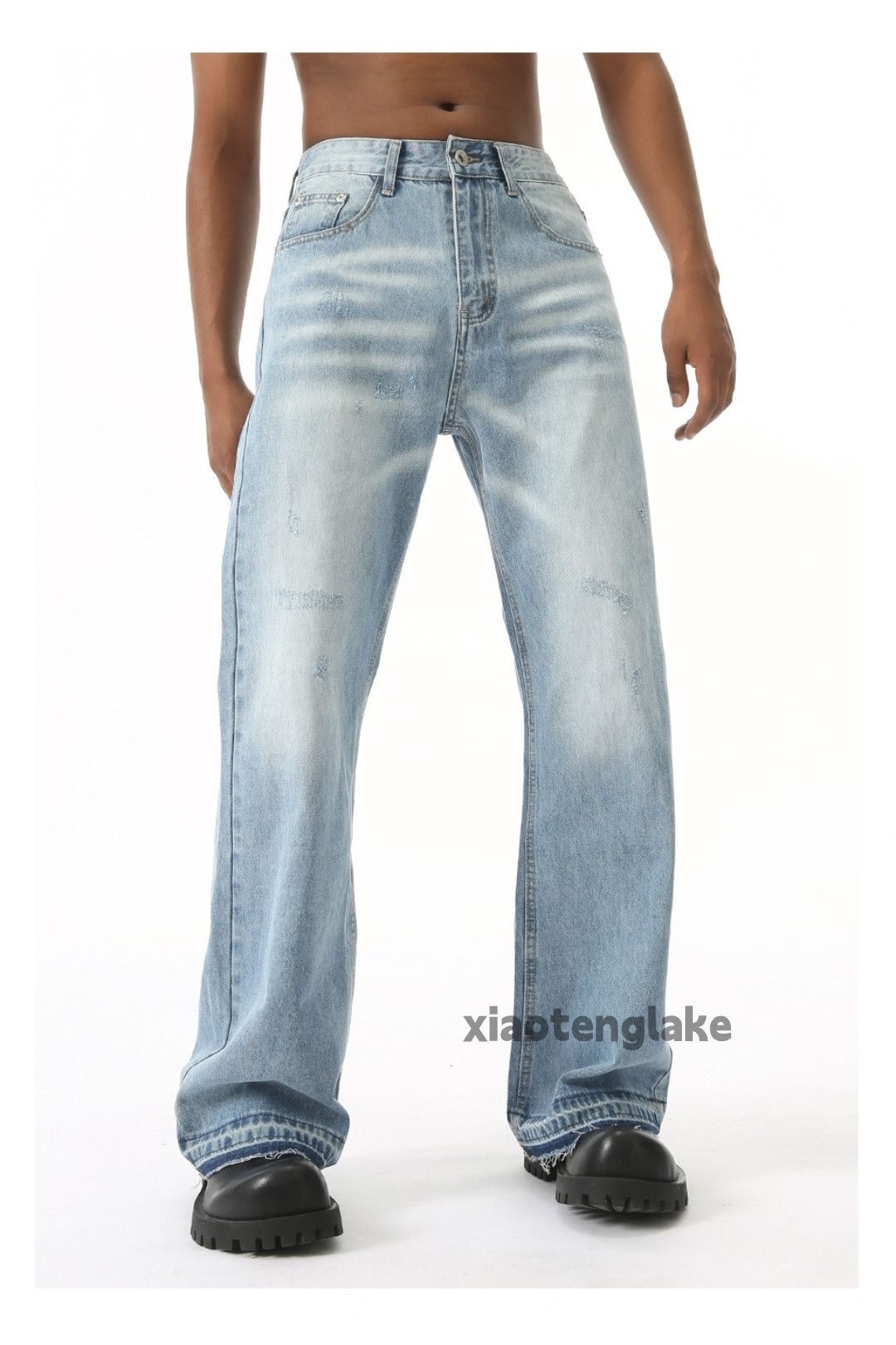 Jean × Vintage washed faded cleanfit yuppie damaged flared jeans Size US 32 / EU 48 - 6 Thumbnail