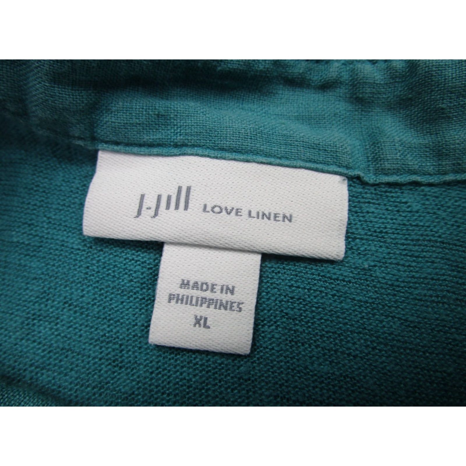 J. Jill J Jill Lagenlook Top Womens XL Teal Blue Linen Button-Up Tunic Boho Peasant Casual Cotton? Size XL / US 12-14 / IT 48-50 - 4 Thumbnail