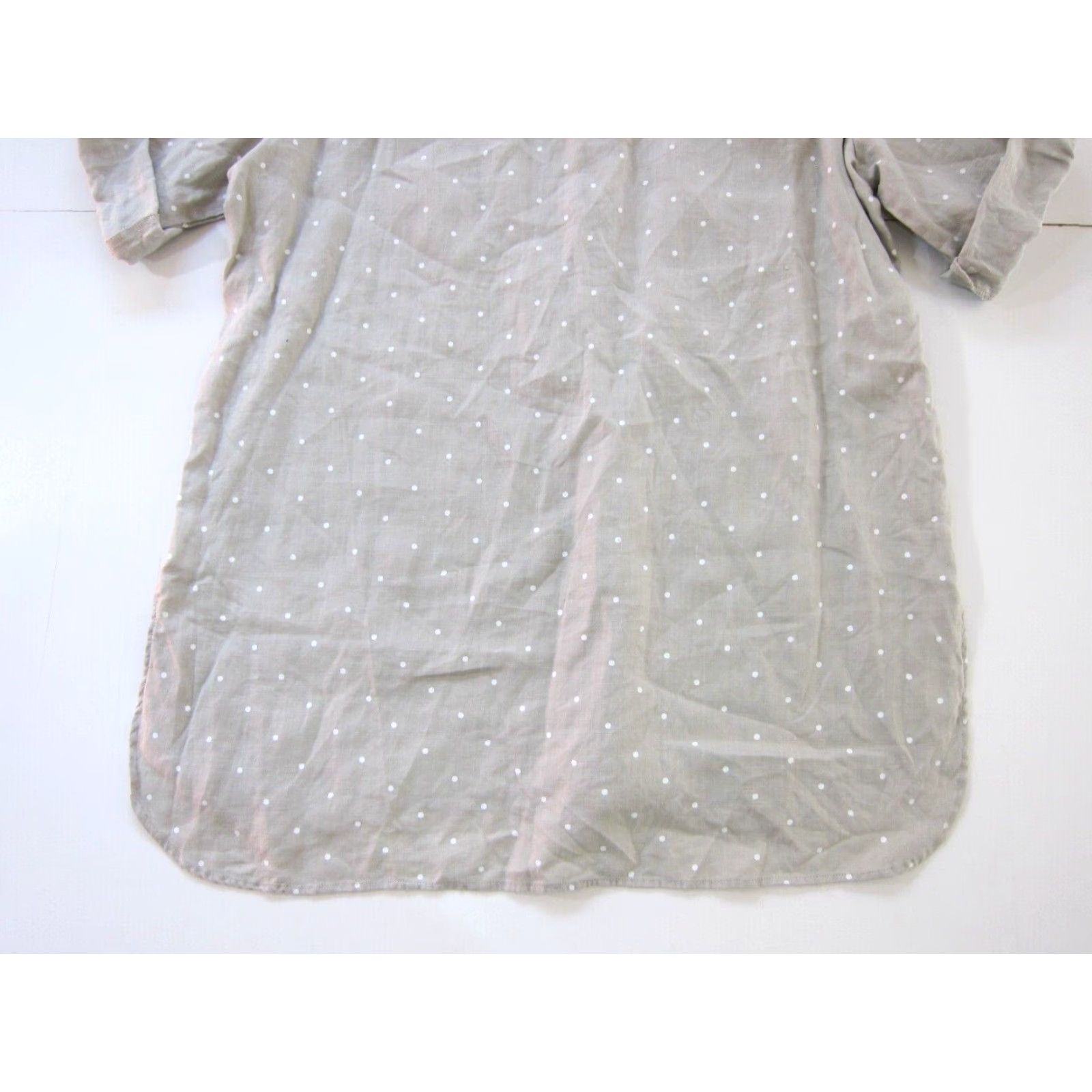 Ellen Tracy Ellen Tracy Blouse Tunic 100% Linen White Brown Polka Dot Gold Zip Pocket Large Size L / US 10 / IT 46 - 5 Thumbnail