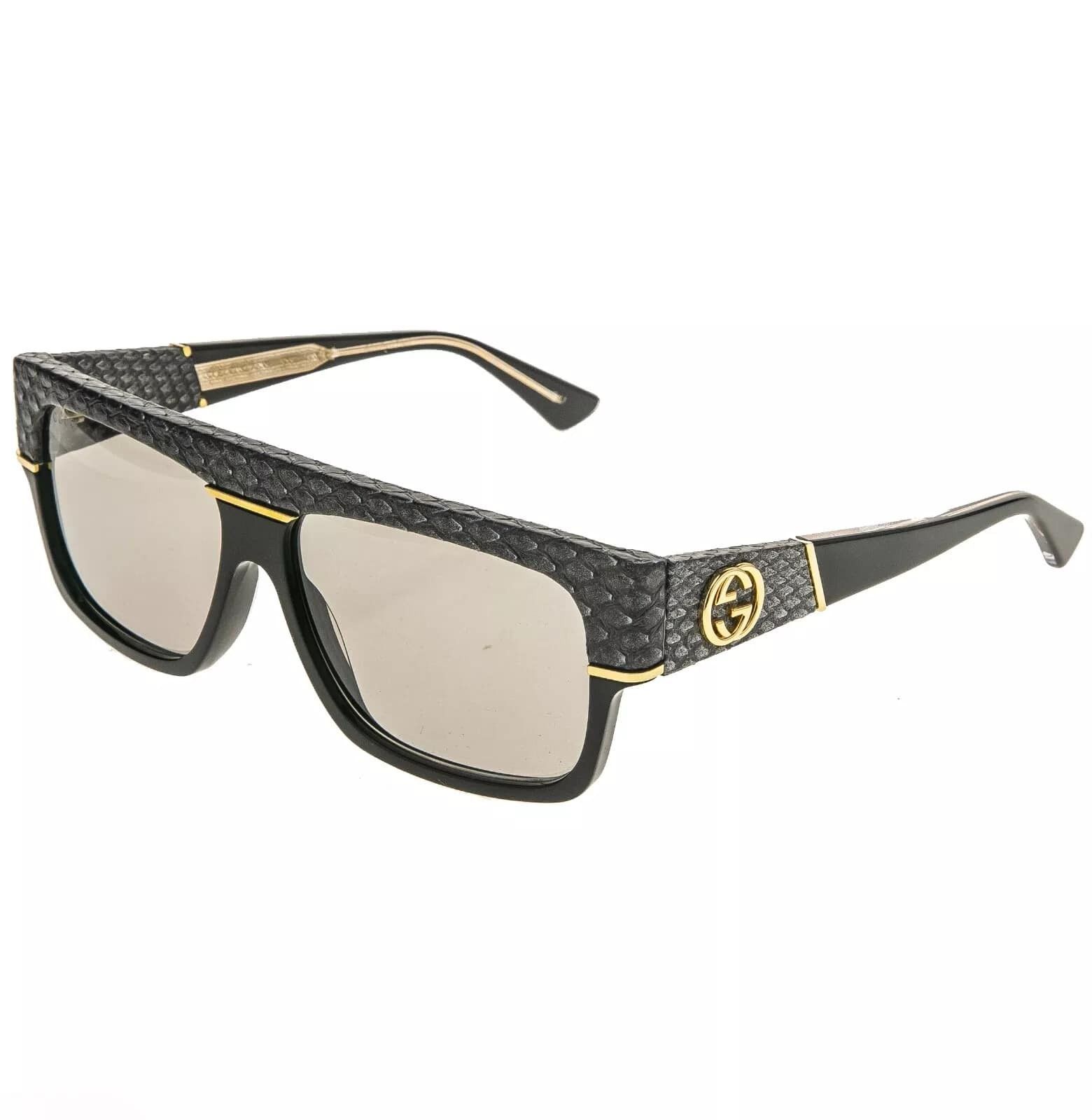 Gucci GUCCI 0483 Black Gray Python Leather Sunglasses GG0483S Size ONE SIZE - 7 Thumbnail