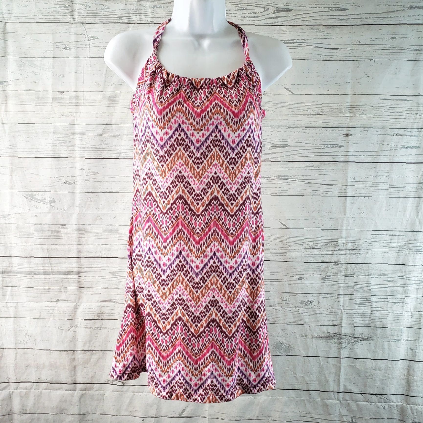 Prana Prana Dress Womens Small Pink Purple Chevron Short Length Size 28" / US 6 / IT 42 - 2 Thumbnail