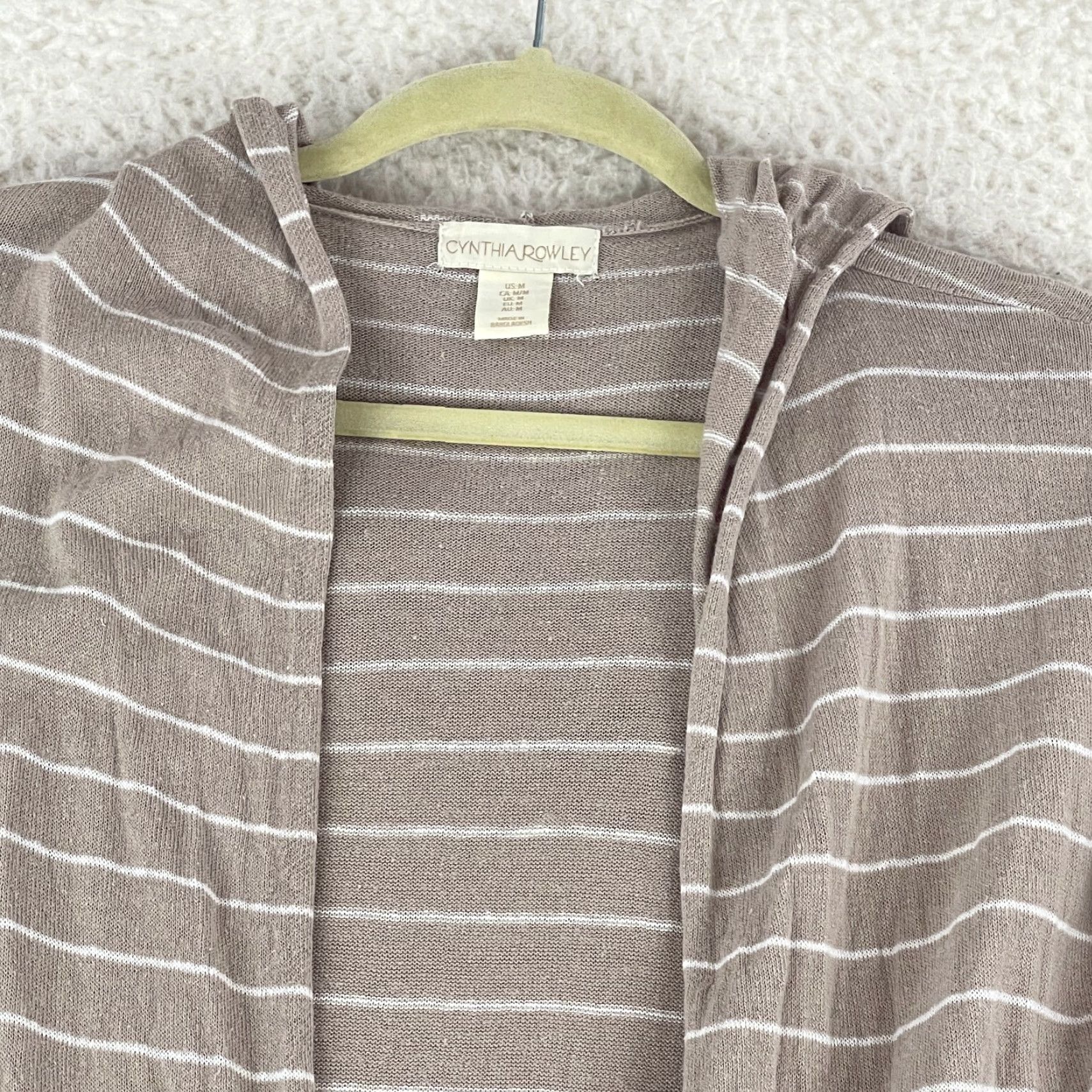 Cynthia Rowley Cynthia Rowley Cardigan Sweater Womens Medium Brown Striped Open Front Long Sleeve Knit Open Front Cardigan Size M / US 6-8 / IT 42-44 - 3 Thumbnail