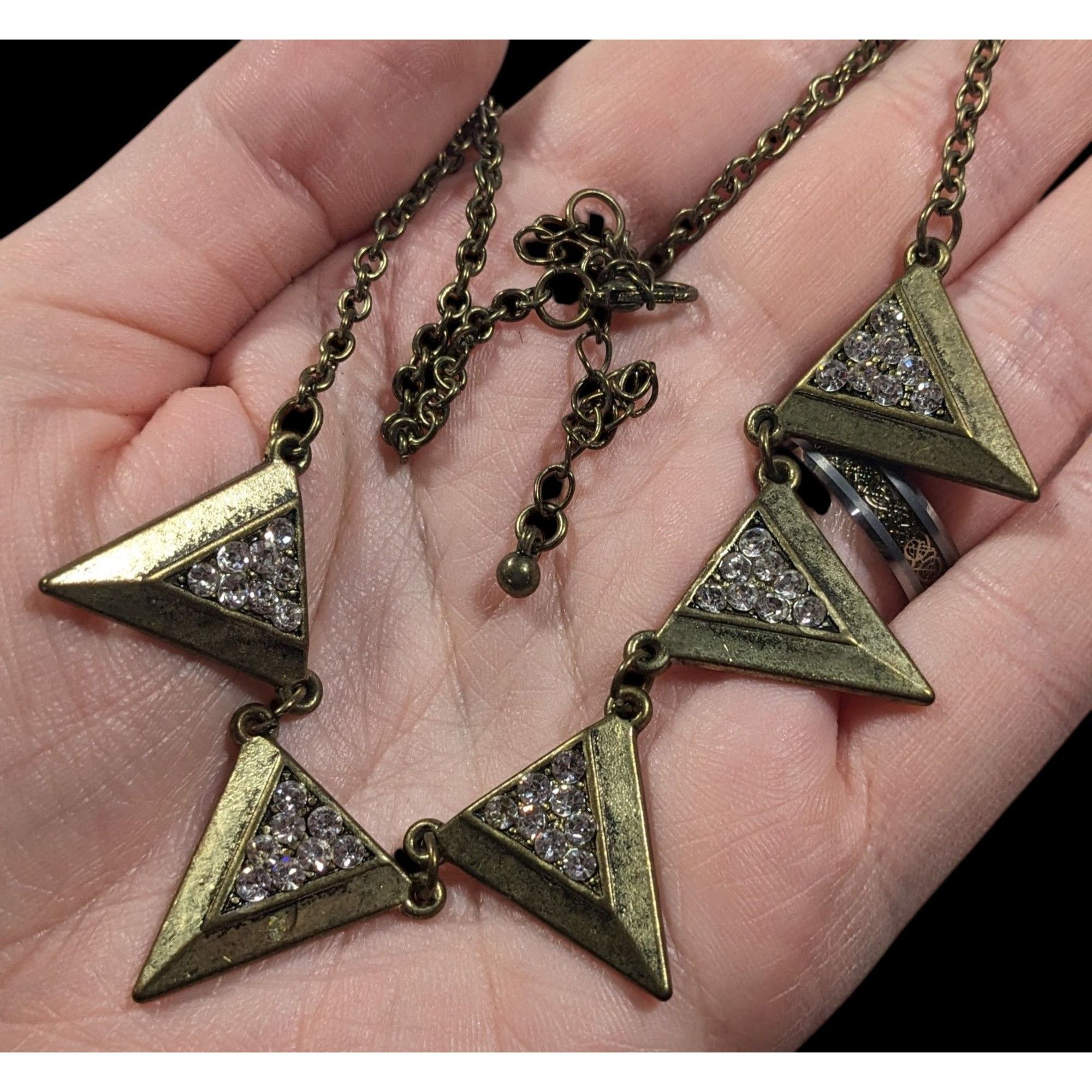 Other Geometric Glam Gold Tone Rhinestone Statement Necklace Size ONE SIZE - 3 Thumbnail