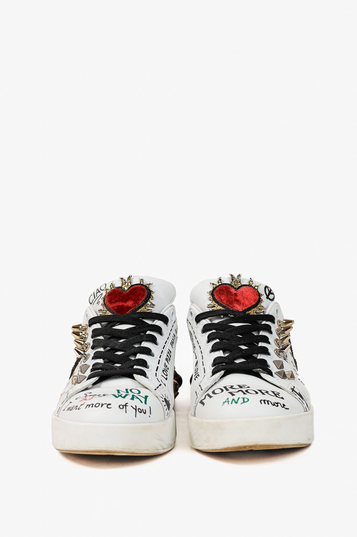 Dolce & Gabbana Dolce & Gabbana White Leather Musical Note Patch Sneakers Size US 7 / IT 37 - 2 Thumbnail