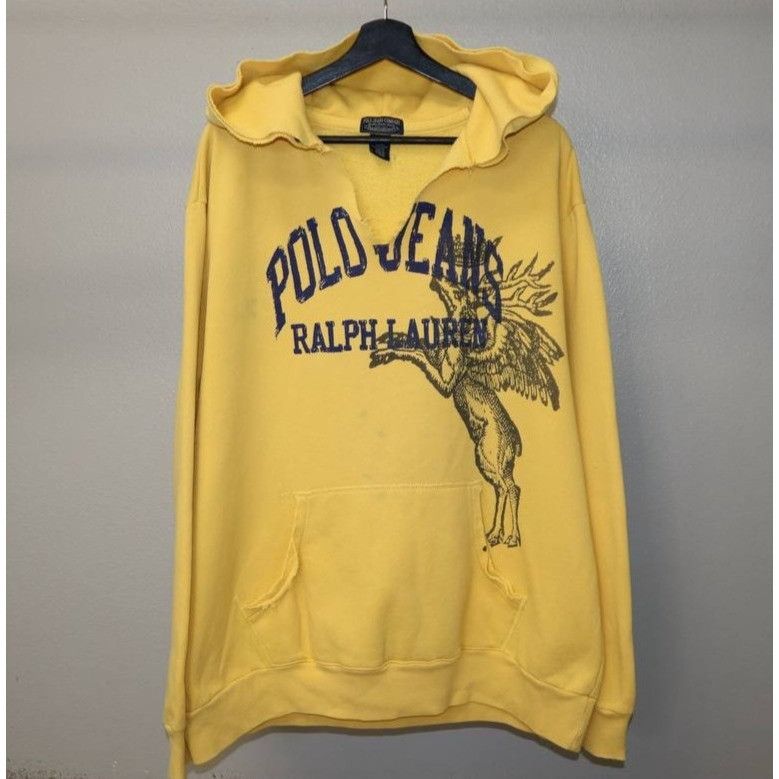Polo Ralph Lauren Vintage Polo Jeans Co Ralph Lauren Yellow Hoodie Sz XL Size US XL / EU 56 / 4 - 1 Thumbnail