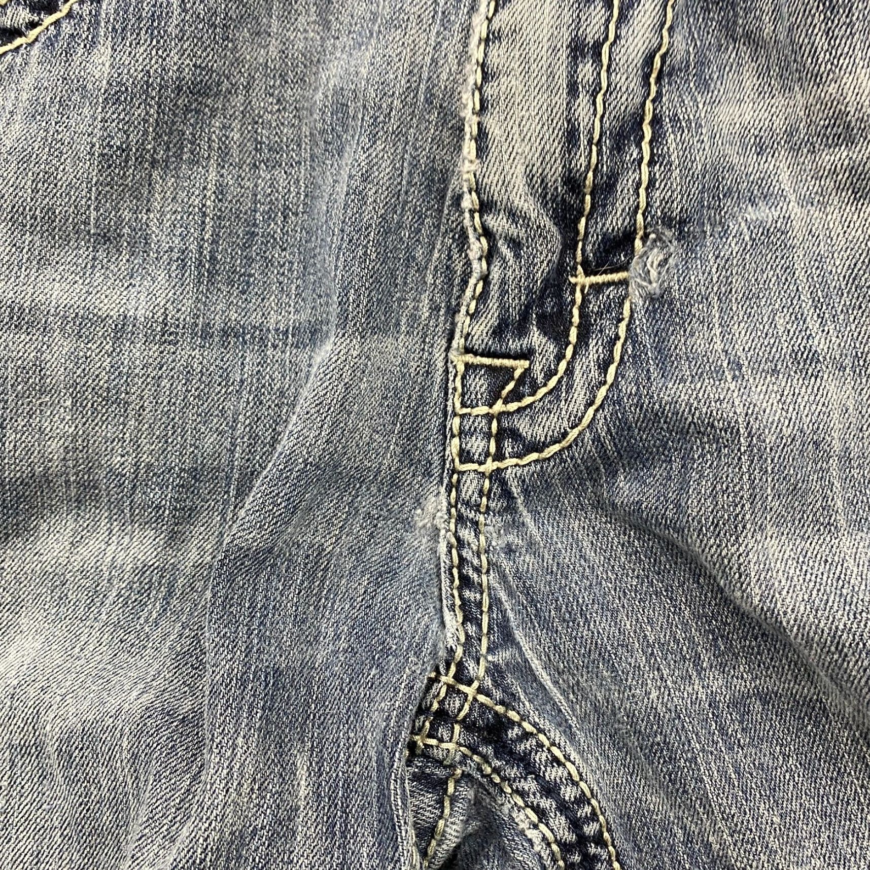 Vintage Buckle BKE Jake Jeans Mens 33R Blue Straight Distressed Denim Size US 33 - 6 Thumbnail