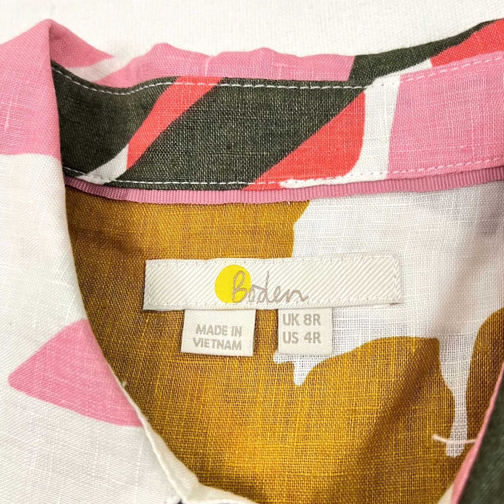 Boden Boden Blouse Womens UK 8 / US 4 Colorful Floral Linen Boho Spring Button Front Shirt Womens Multicolor Floral Bohemian Classic 4 Regular Size S / US 4 / IT 40 - 3 Thumbnail