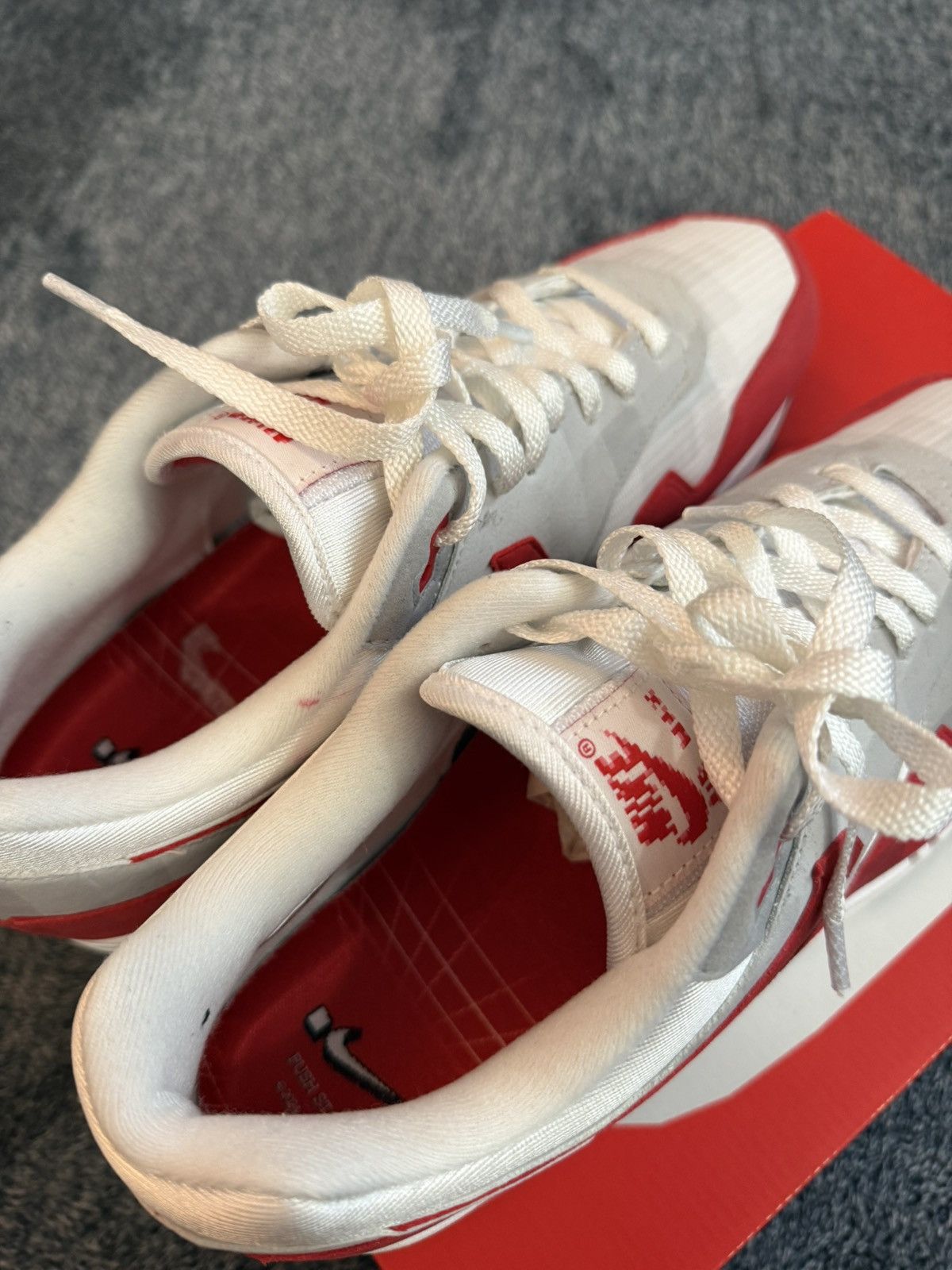 Nike Nike Air Max 1 Low Poly Red .Swoosh Brand New Size US 12 / EU 45 - 9 Thumbnail