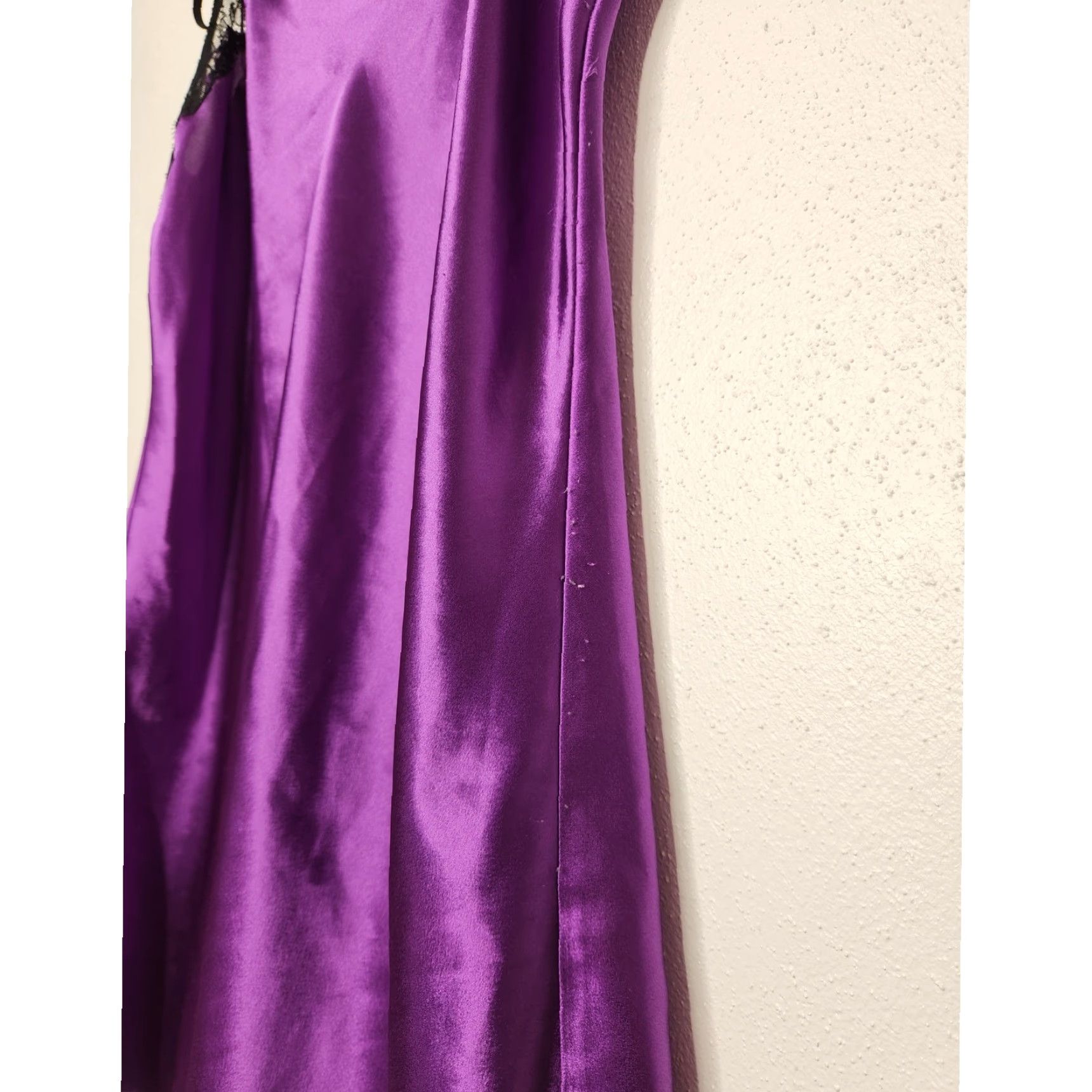 Victoria's Secret VINTAGE Victoria's Secret Satin Slip Dress Lace Bows Purple L Women's Short 32 18 90s Y2K Witchy Dress Size L / US 10 / IT 46 - 2 Thumbnail