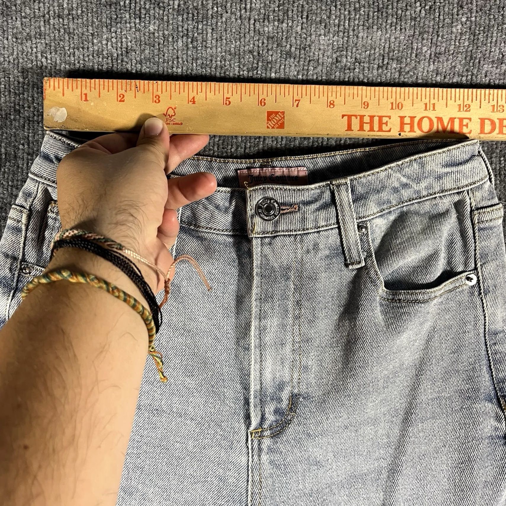 Juicy Couture Juicy Couture Lunita Wide-Leg Jeans Womens 27 Light Wash 90s Y2K Vintage Style Denim Cargo Pocket Baggy Size 27" / US 4 / IT 40 - 4 Thumbnail