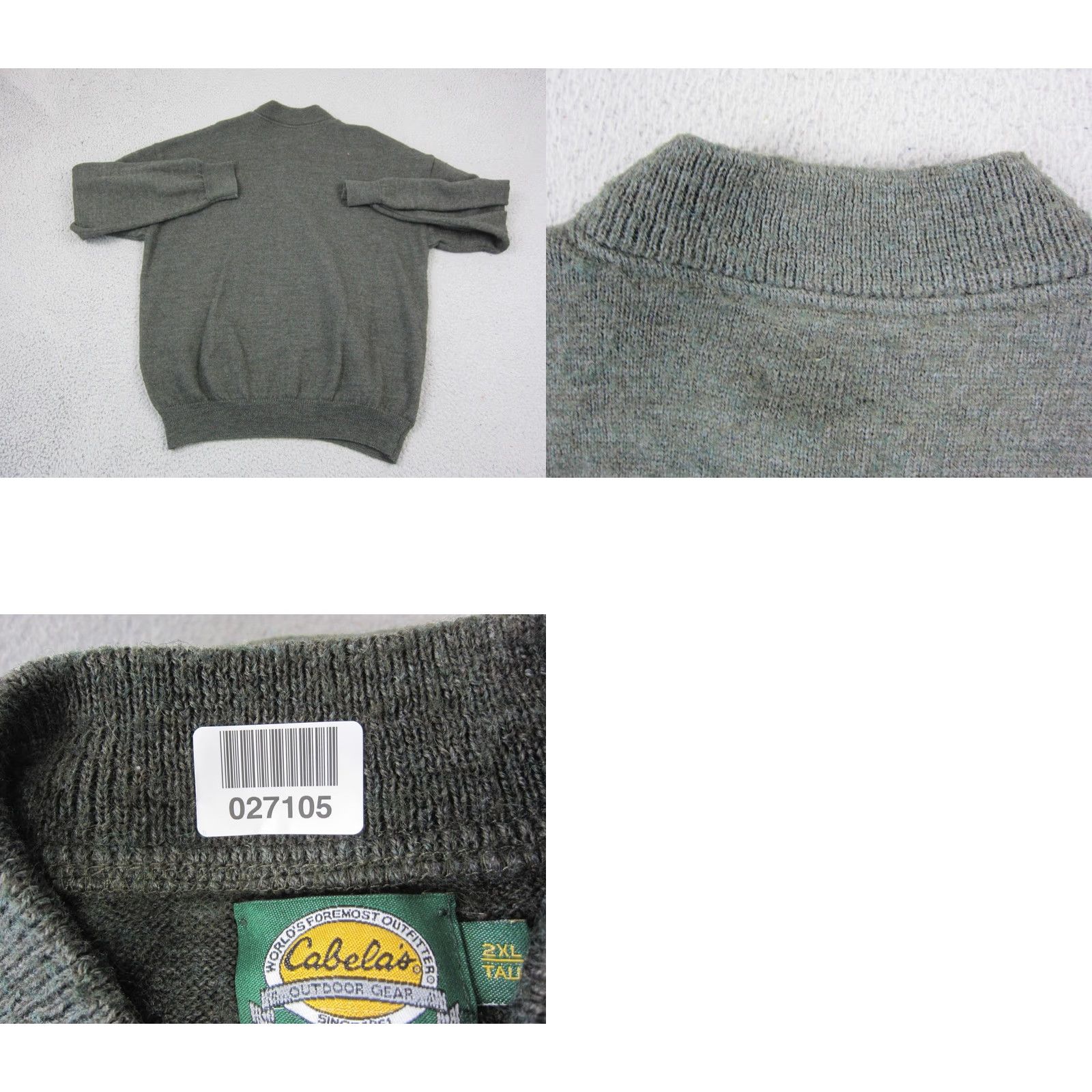 Vintage VINTAGE Cabela's Sweater Mens 2XL 2XLT 2XL Tall Green Henley Wool Crew Neck Elbow Patch Made in USA Shirt Size US XXL / EU 58 / 5 - 8 Thumbnail