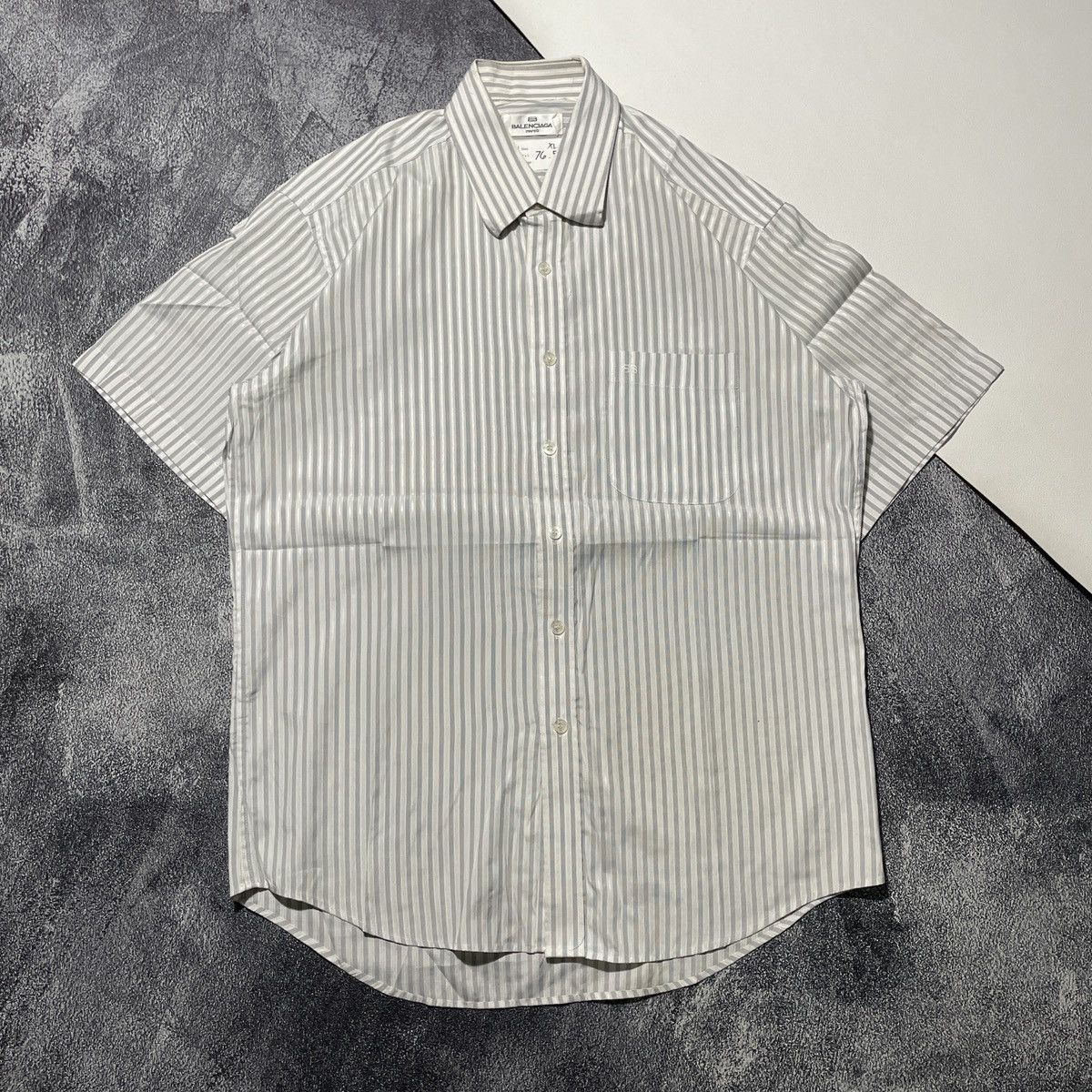 Vintage Striped Shirts Balenciaga Pocket BB Embrodiered