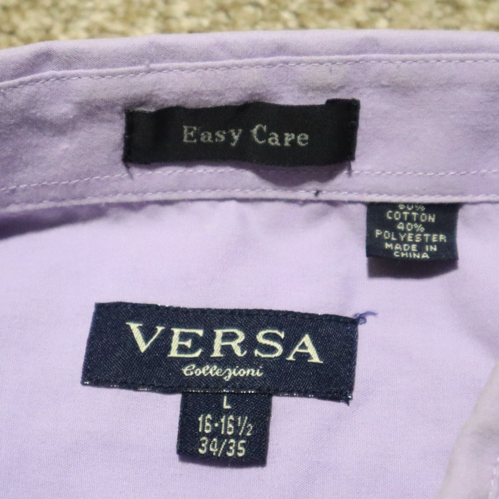 Versace Versa Shirt Button-Up Long Sleeve Purple Mens 16.5 34/35 Regular Cotton Vintage No N/A Size US XL / EU 56 / 4 - 3 Thumbnail