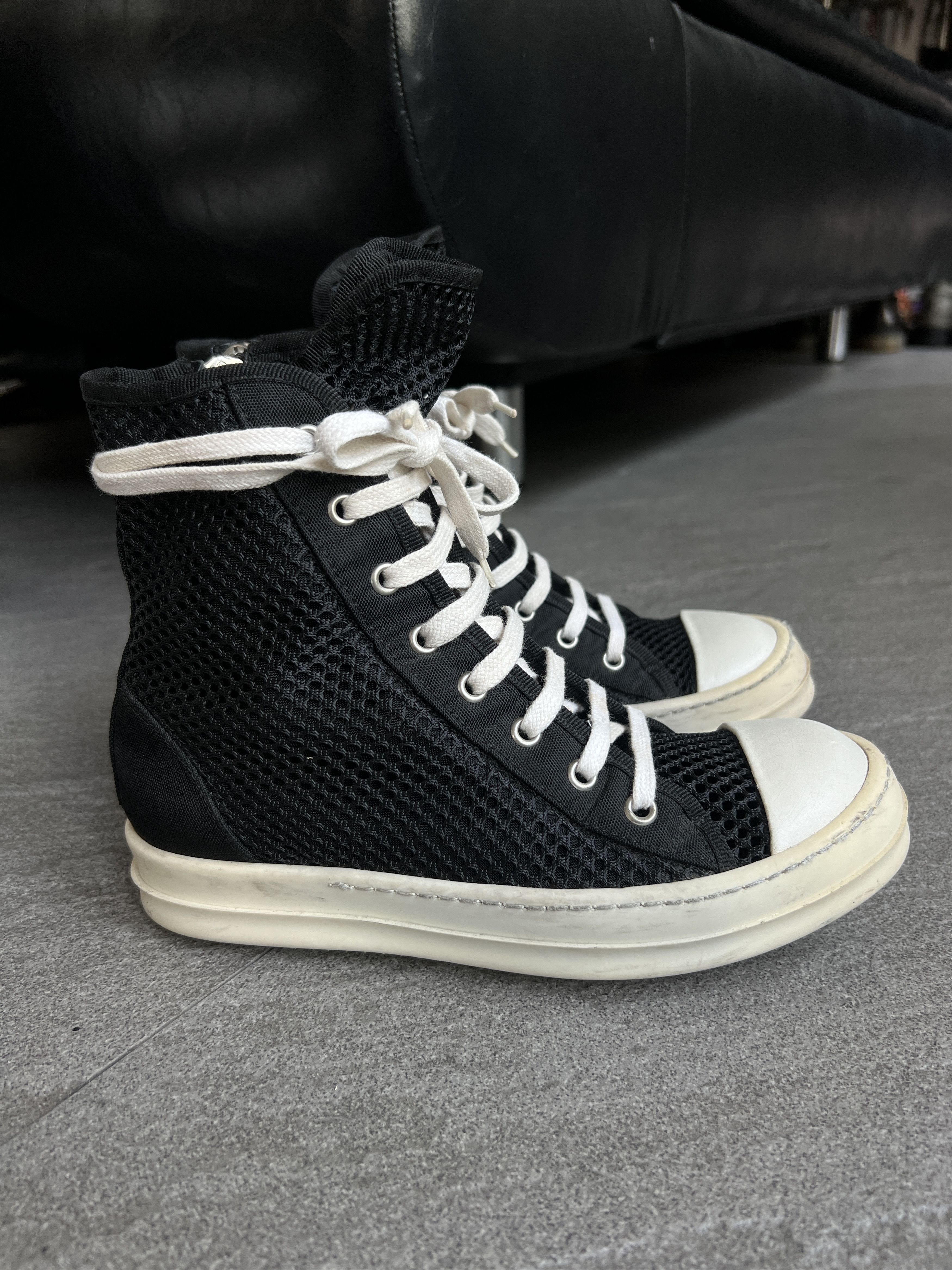 Rick Owens Drkshdw *Rare* Rick Owens DRKSHDW Mesh High Top Ramones EU36 Size US 6 / IT 36 - 5 Thumbnail