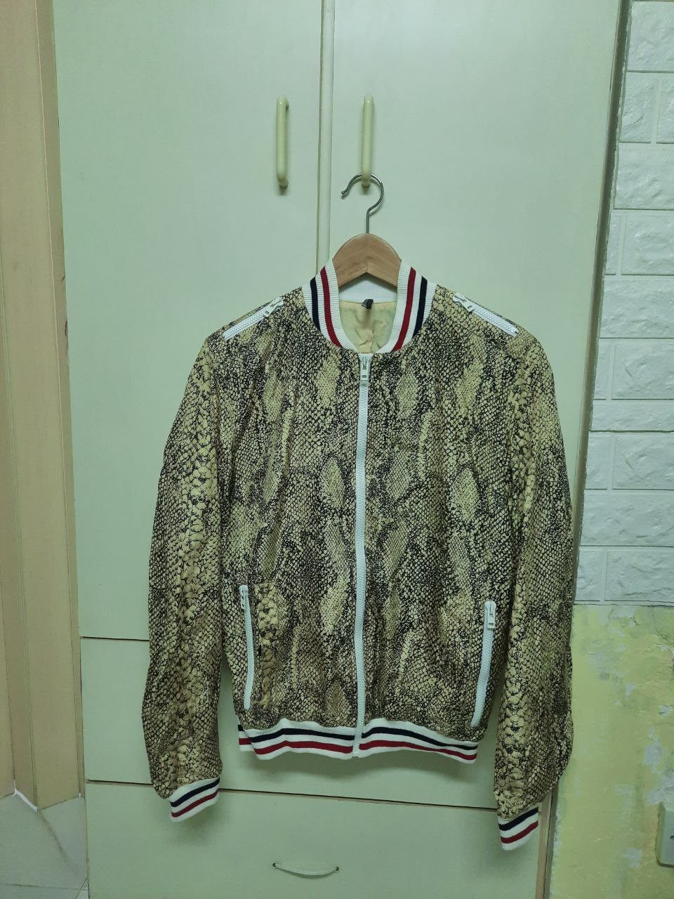 image of Dior x Hedi Slimane Ss06 Python Silk Bomber in Beige, Men's (Size Medium)