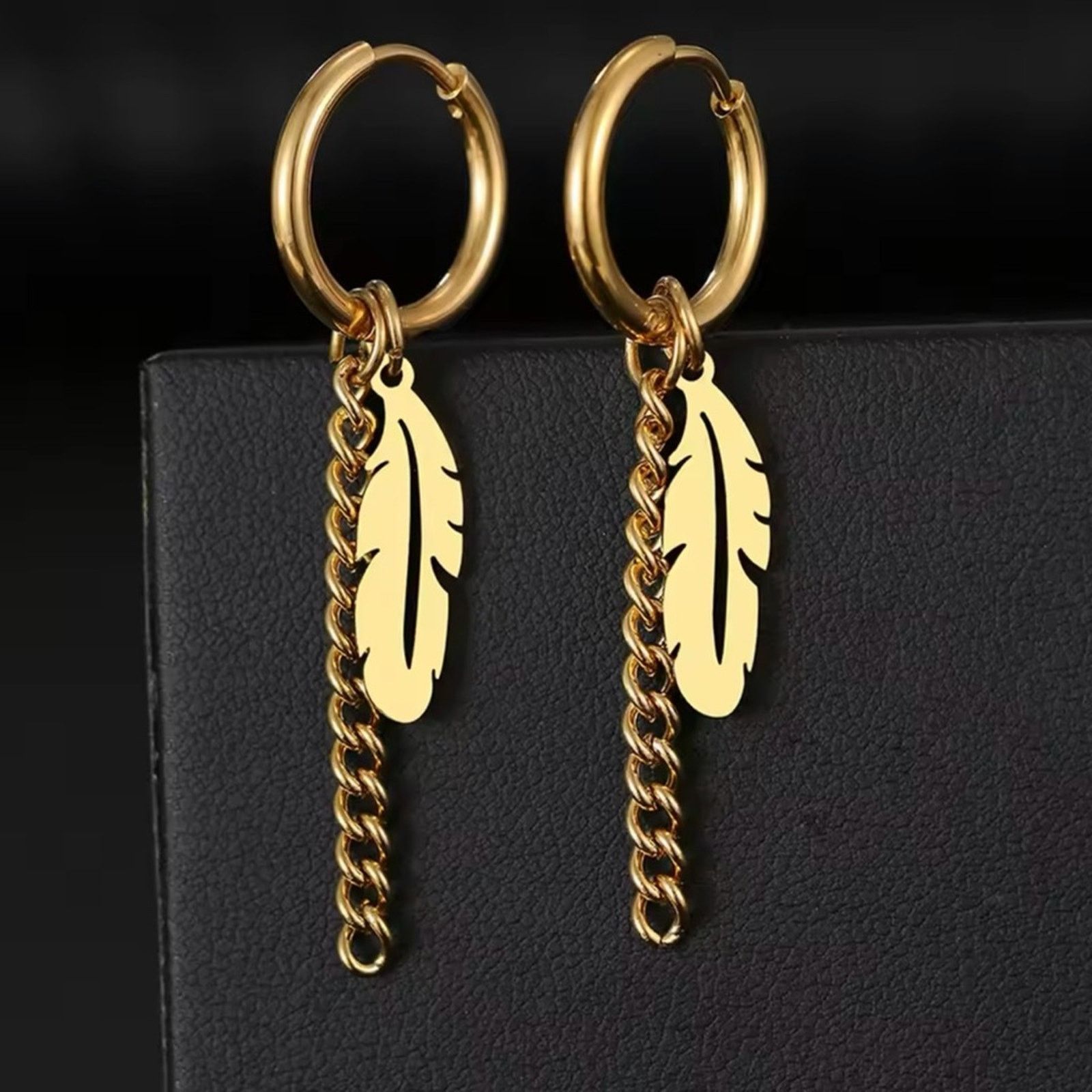 Other Gold Feather Chain Hip Hop Pendants for Women Size ONE SIZE - 5 Thumbnail