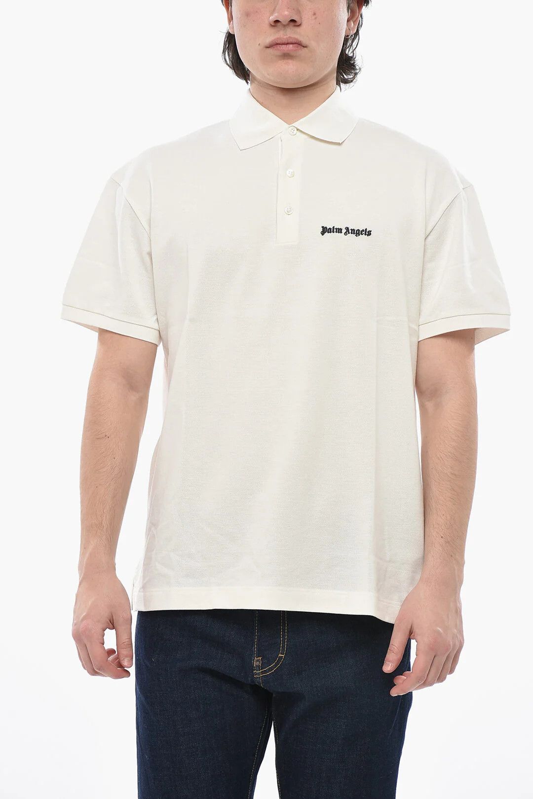 og1mm0226 Embroidered Logo Solid Polo Shirt in White