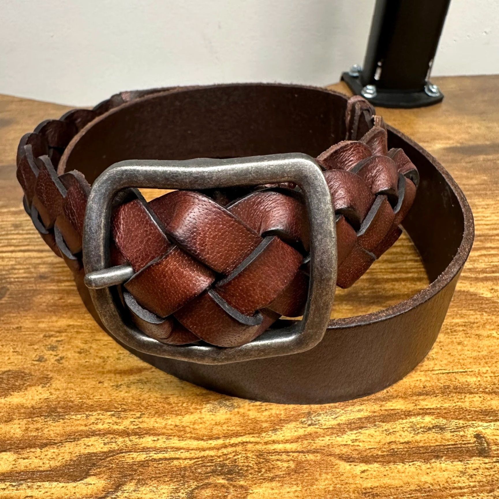 Abercrombie & Fitch Abercrombie & Fitch Belt Womens Brown Genuine Leather Braided AF Logo Buckle Wide 12" Size ONE SIZE - 2 Thumbnail