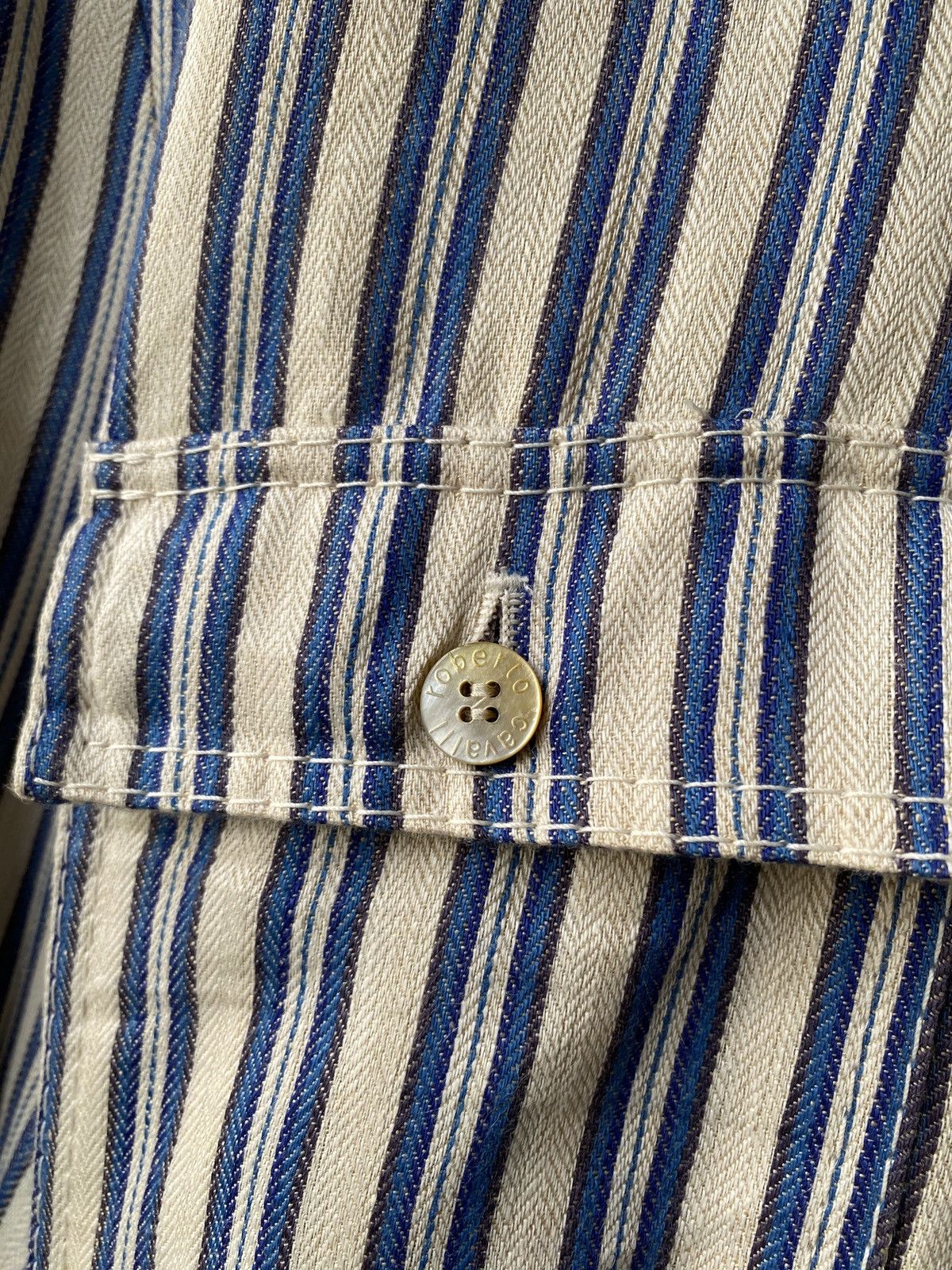 Just Cavalli Roberto Cavalli Hybrid Design Pinstriped Shirt Size US L / EU 52-54 / 3 - 10 Thumbnail