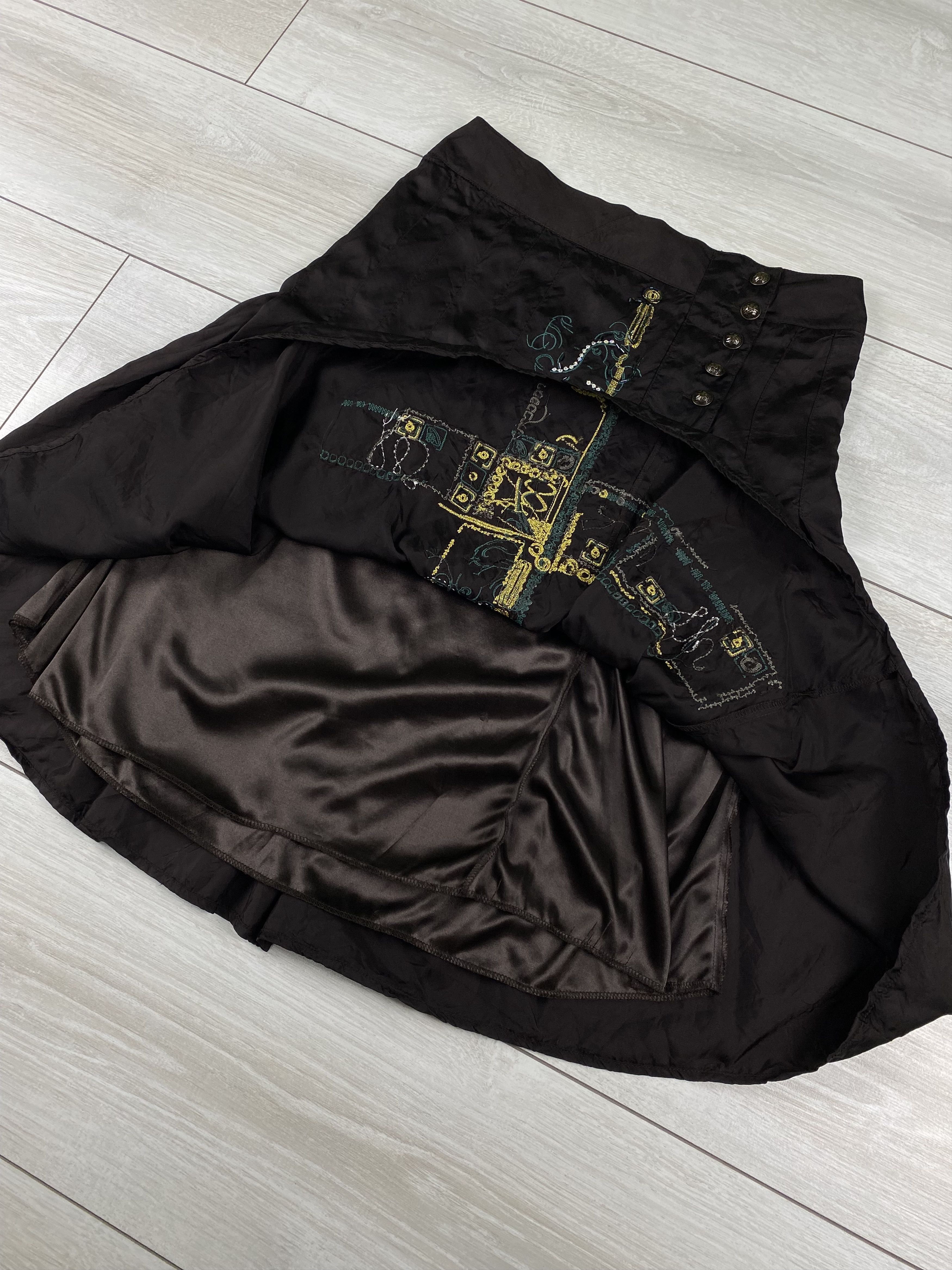 Diesel Vintage Diesel skirt in dark brown with a burnt-in pattern Size 26" / US 2 / IT 38 - 4 Thumbnail