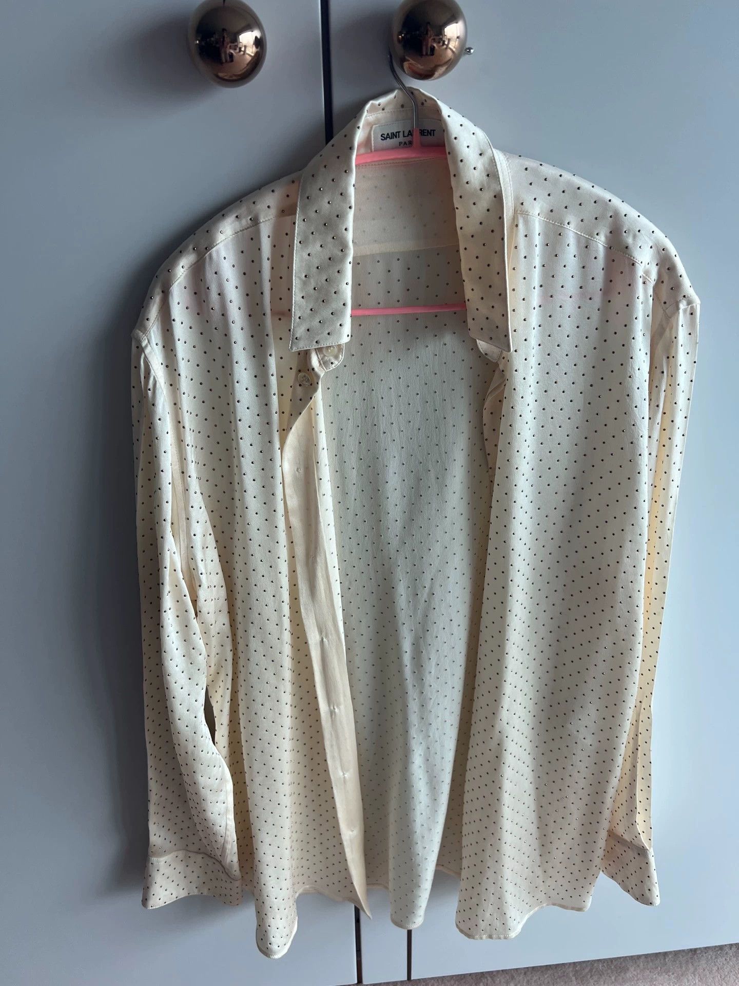 Saint Laurent Paris Saint Laurent Paris Beige mulberry silk shirt Size US S / EU 44-46 / 1 - 1 Thumbnail
