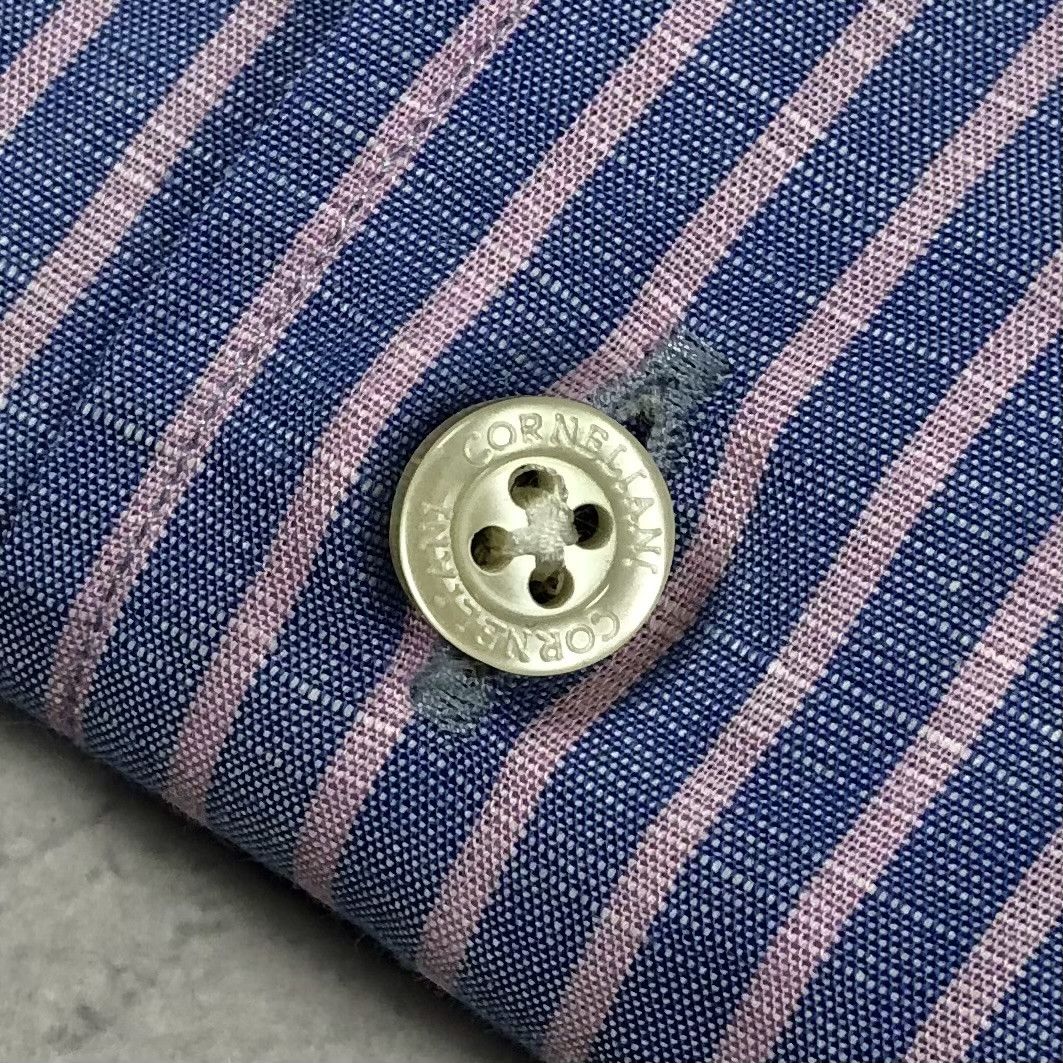 Corneliani Corneliani Striped Cotton Flax Button-up Shirt Size US L / EU 52-54 / 3 - 13 Thumbnail