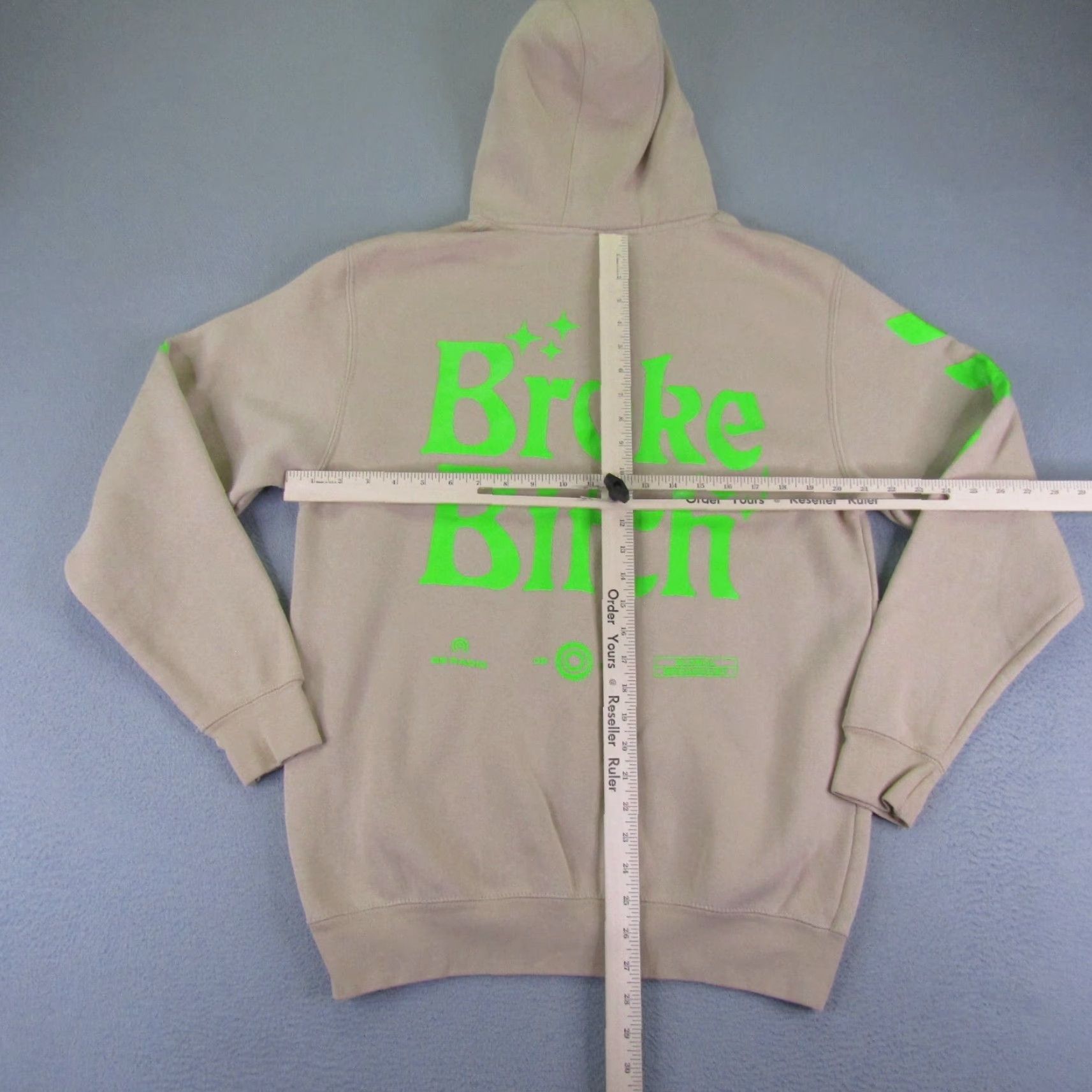 NANGA TMG Hoodie Mens Medium Beige Green Graphic Print Pullover Hooded Sweatshirt with Pockets Size US M / EU 48-50 / 2 - 7 Thumbnail