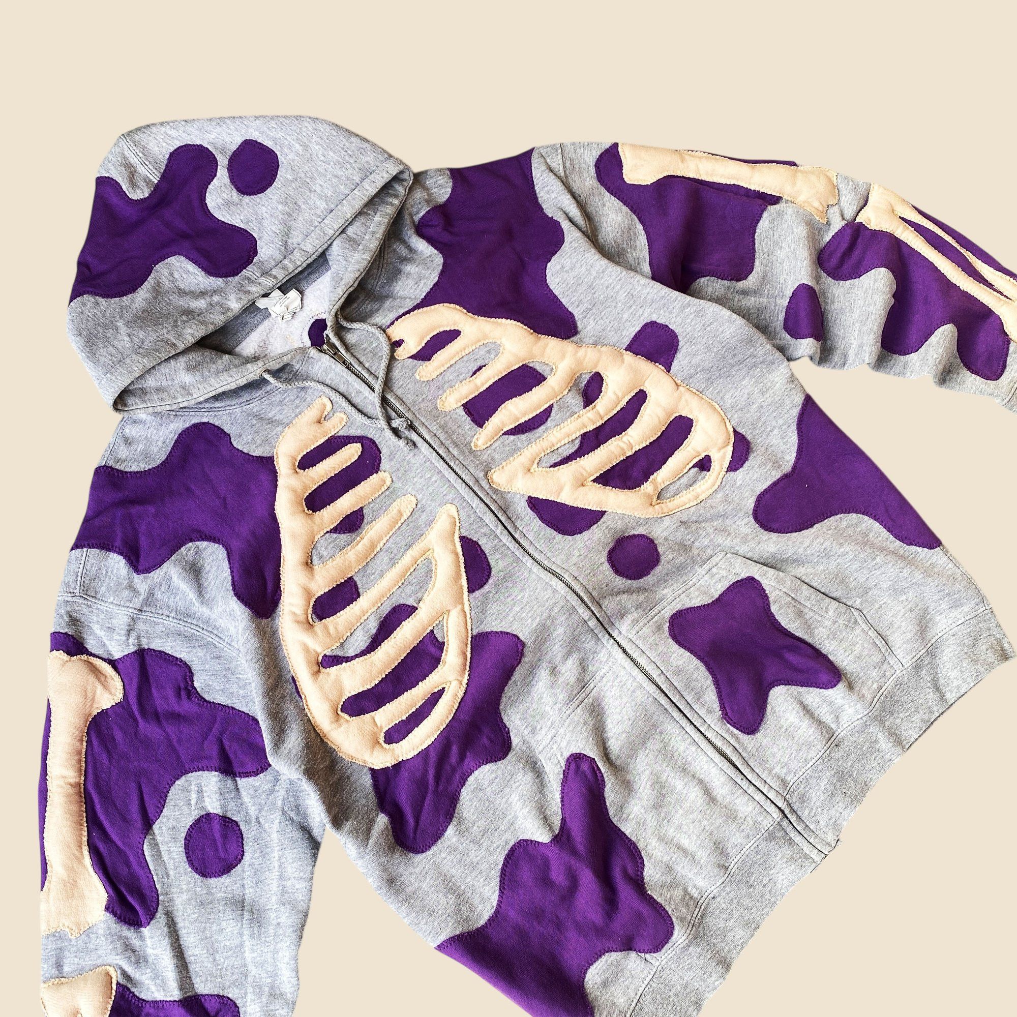 Handmade × Japanese Brand 1 OF 1 REWORKED 3D PUFF SKELETON FLOW ZIPHOODIE SIZE XL Size US XL / EU 56 / 4 - 3 Thumbnail