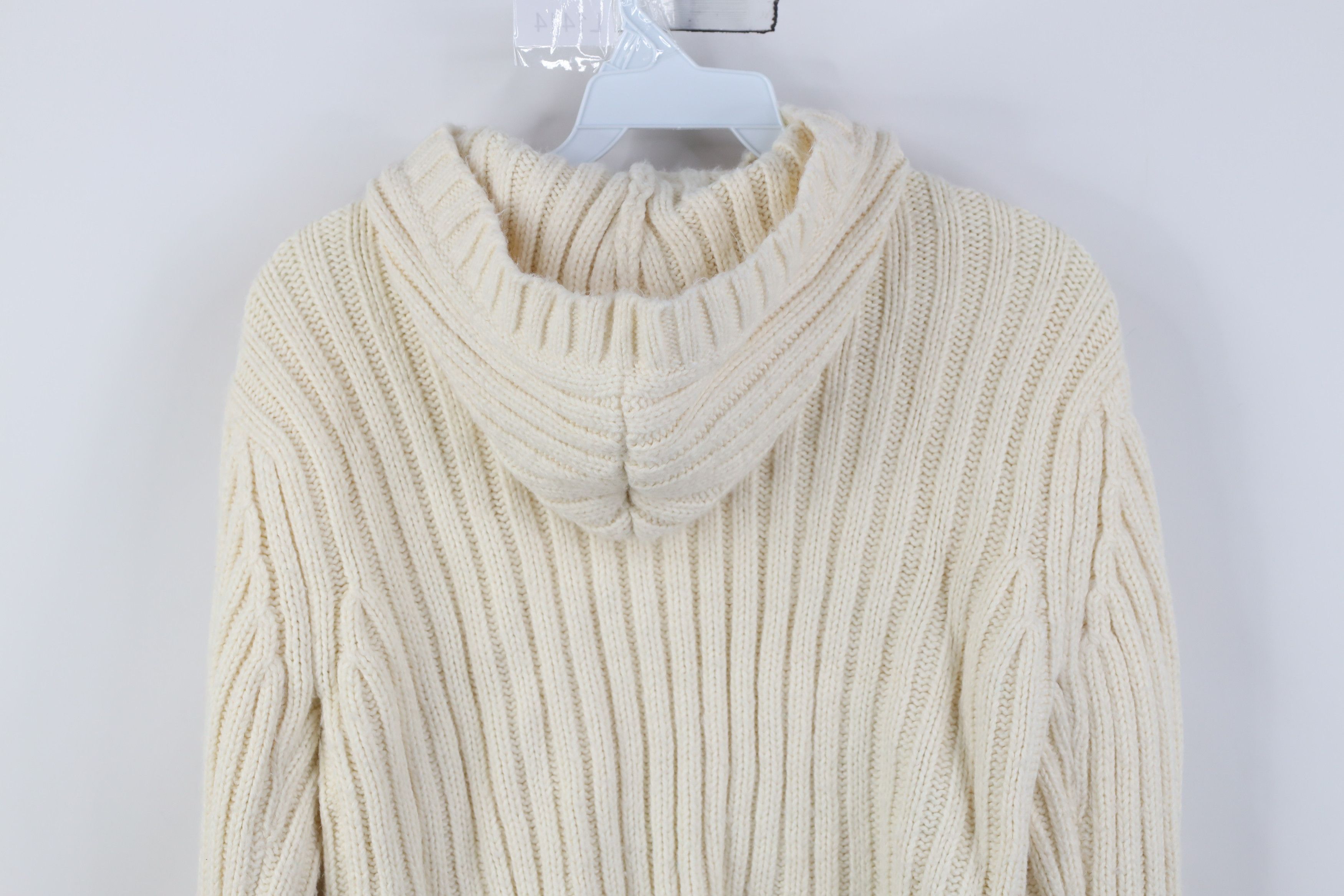 Vintage Vintage 90s Y2K Babydoll Cable Knit Fisherman Hooded Sweater Size S / US 4 / IT 40 - 8 Thumbnail