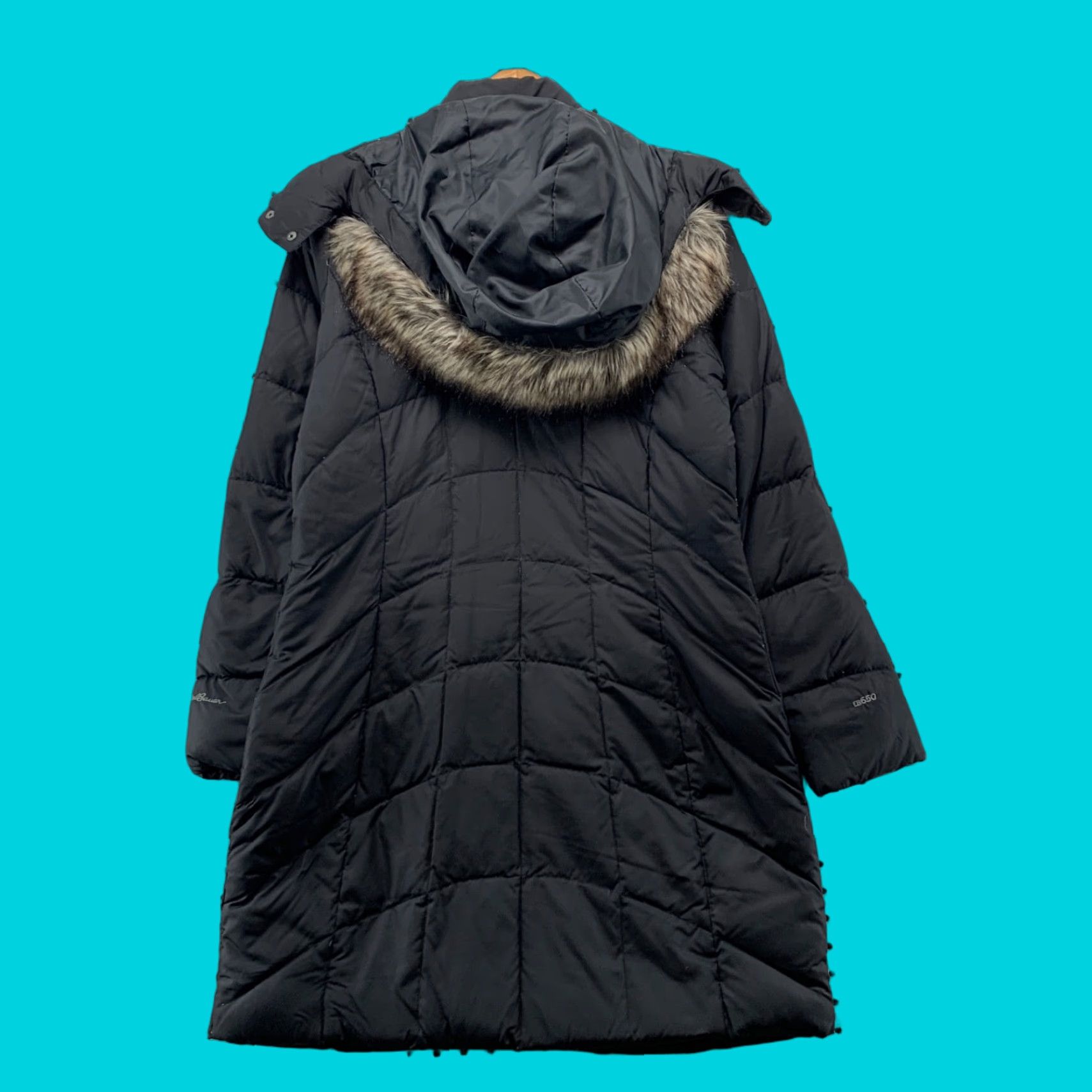 Eddie Bauer Eddie Bauer Quilted Down Puffer Coat Womens Medium Black Hooded Faux Fur Long Coat Size M / US 6-8 / IT 42-44 - 1 Thumbnail