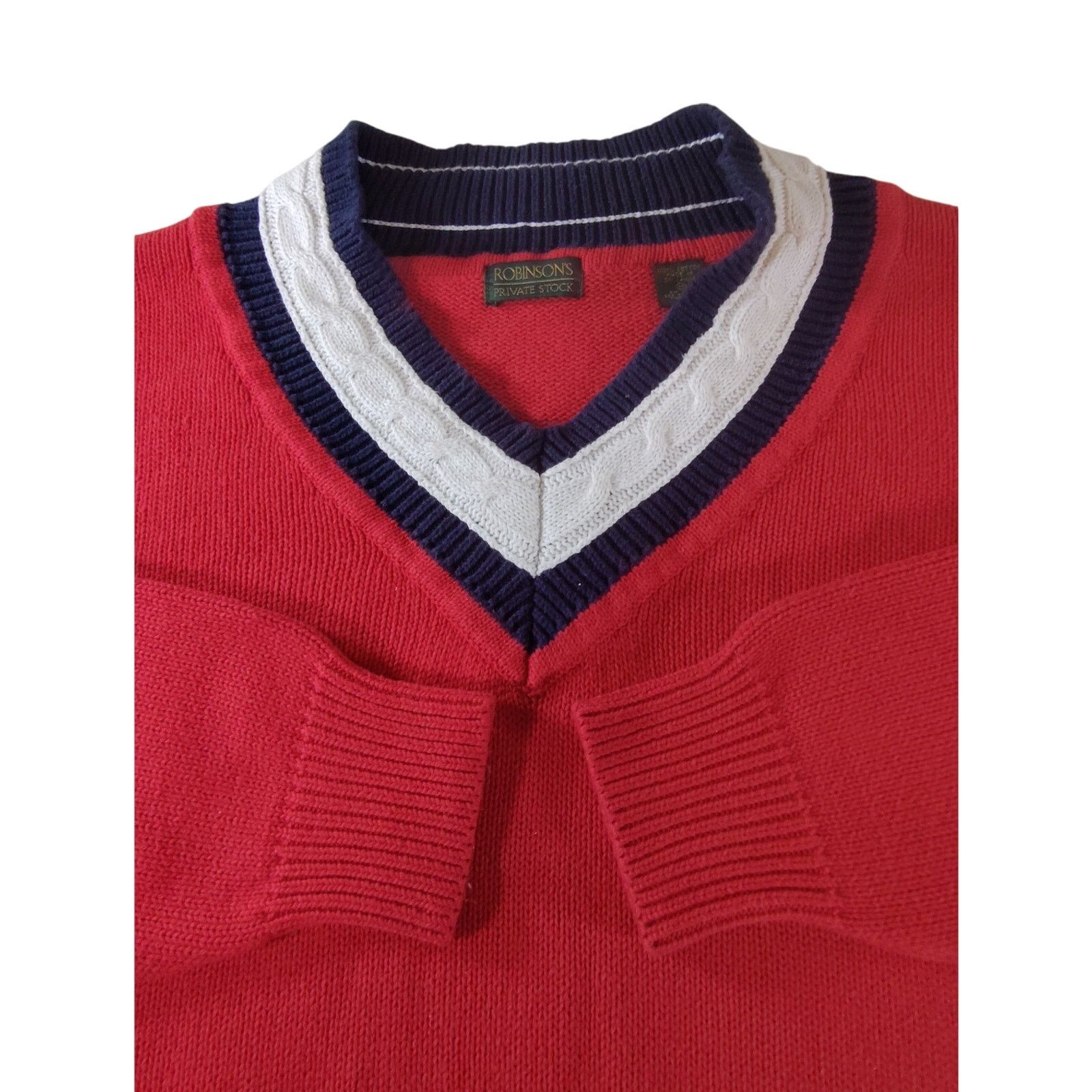 Royal Robbins Rare Vintage Robinsons V Neck Sweater Jumper Red Medium 80s Size US M / EU 48-50 / 2 - 3 Thumbnail