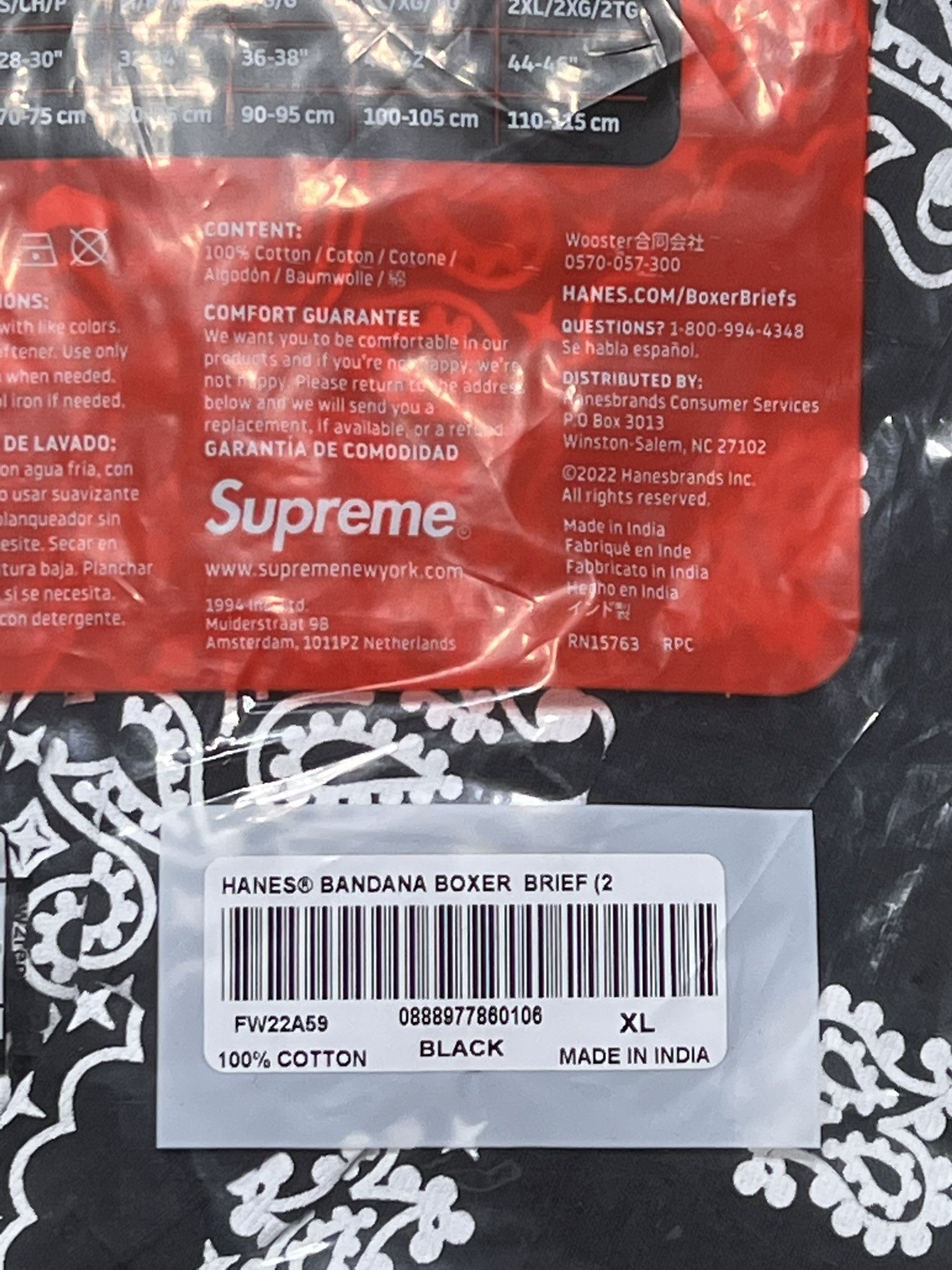 Supreme NEW SUPREME Hanes Bandana Boxer Briefs 2Pcs Paisley Black XL Size 38 - 5 Thumbnail