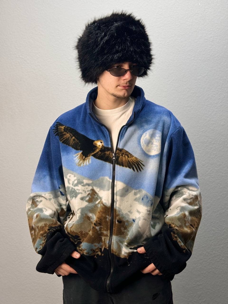 Other Vintage Black Fullprint Wolf Zip Animals Fleece Jacket Size US XL / EU 56 / 4 - 1 Thumbnail