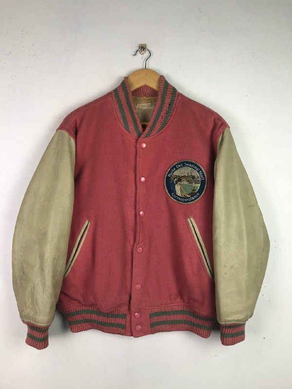 Vintage Vintage Rare Items Leather Varsity Rare colour Jacket Size US L / EU 52-54 / 3 - 1 Thumbnail