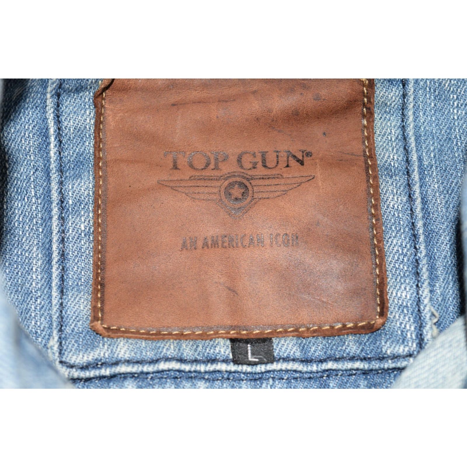 Denime TOP GUN DENIM NYLON JACKET MEN L denim patch Embroidered Logo Bomber Navy USA Vintage: No (but avoid N/A) Size US L / EU 52-54 / 3 - 3 Thumbnail