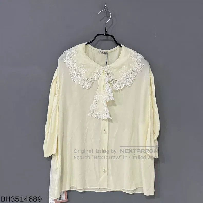 Miu Miu Miu Miu 42 Pearl button doll collar shirt Size L / US 10 / IT 46 - 3 Thumbnail