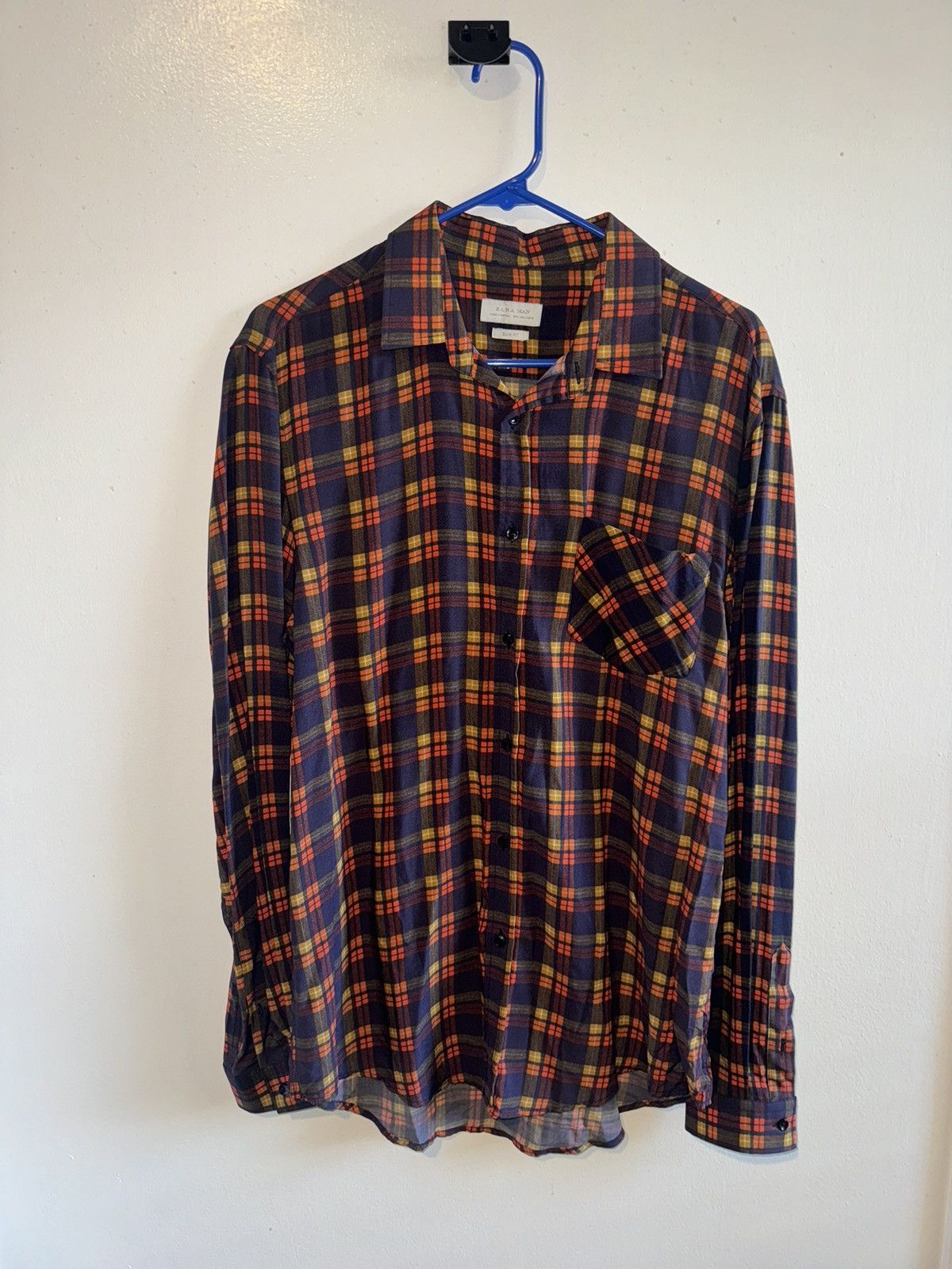 Zara Zara Blue and orange plaid flannel shirt Size US L / EU 52-54 / 3 - 1 Thumbnail