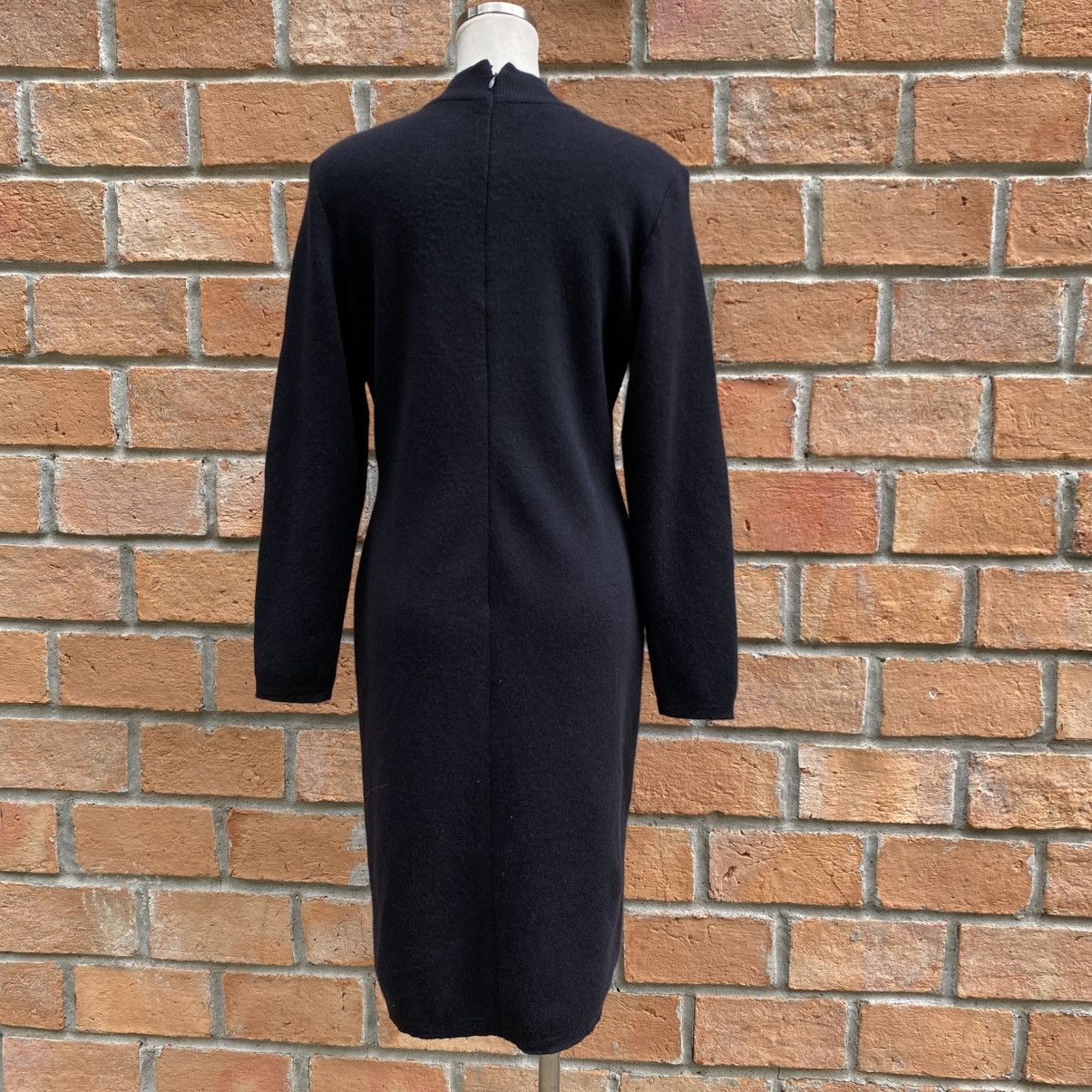 Dior Vintage Christian Dior Black Wool Dress Gold Embellishments Size M / US 6-8 / IT 42-44 - 11 Thumbnail