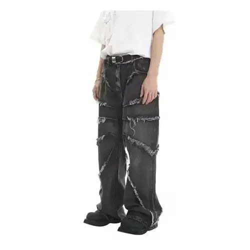 Japanese Brand × Jean Black Baggy Frayed Embroidery Denim Jeans Size US 32 / EU 48 - 1 Thumbnail