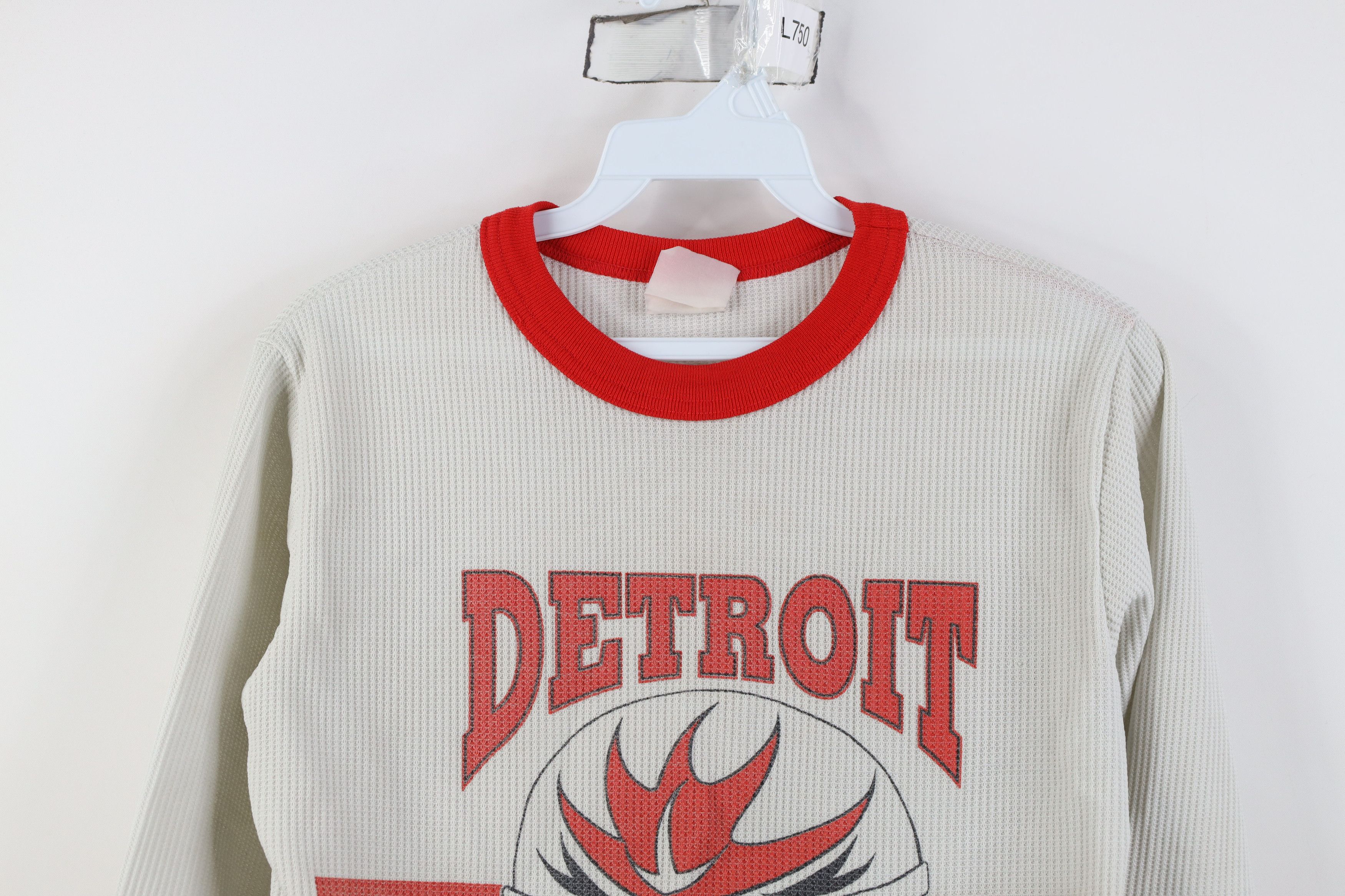 Vintage Vintage 90s Red Wings Waffle Knit Long Sleeve T-Shirt White Size US S / EU 44-46 / 1 - 2 Thumbnail