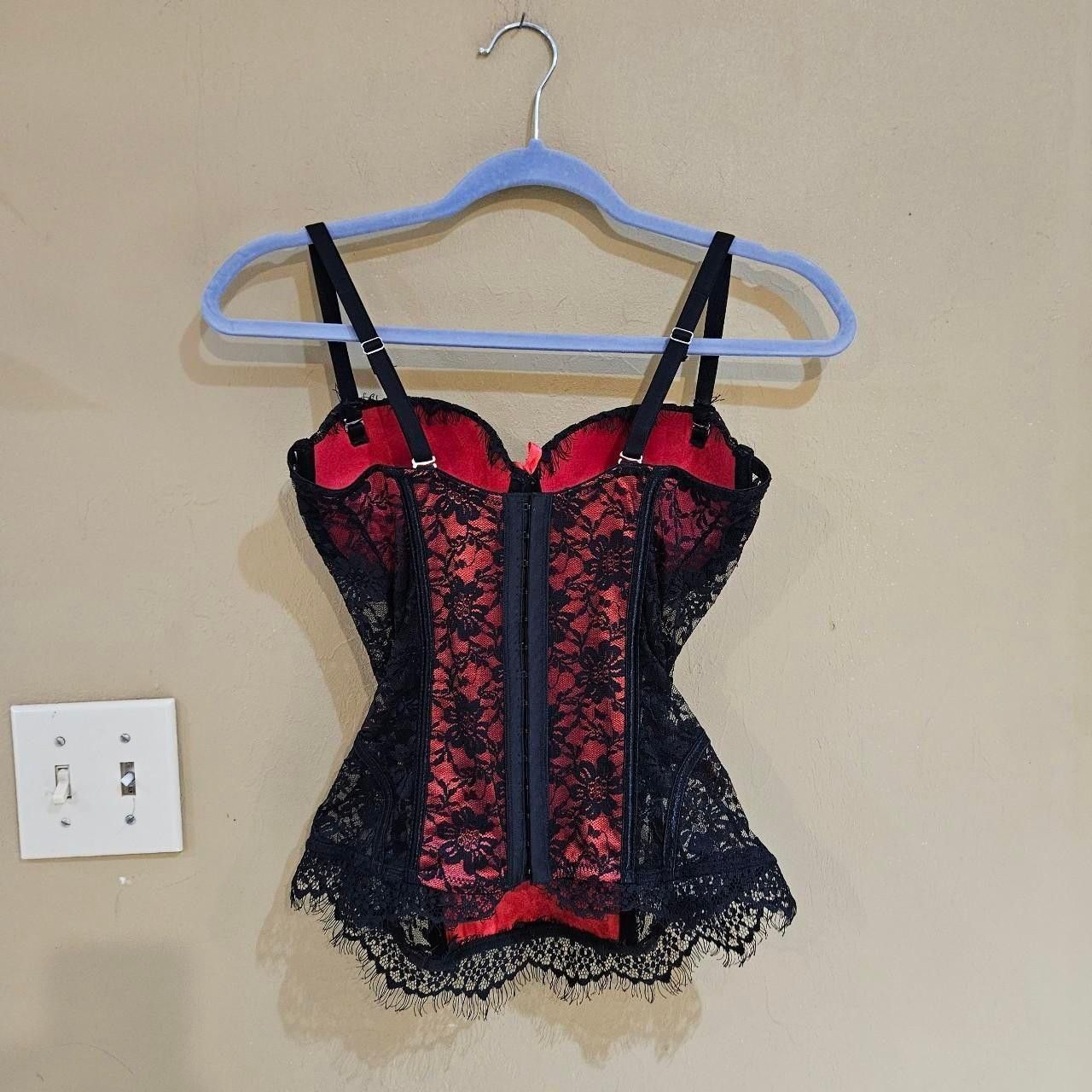 Vintage y2k goth dark fairy morbid threads red black lace corset Size L / US 10 / IT 46 - 5 Thumbnail