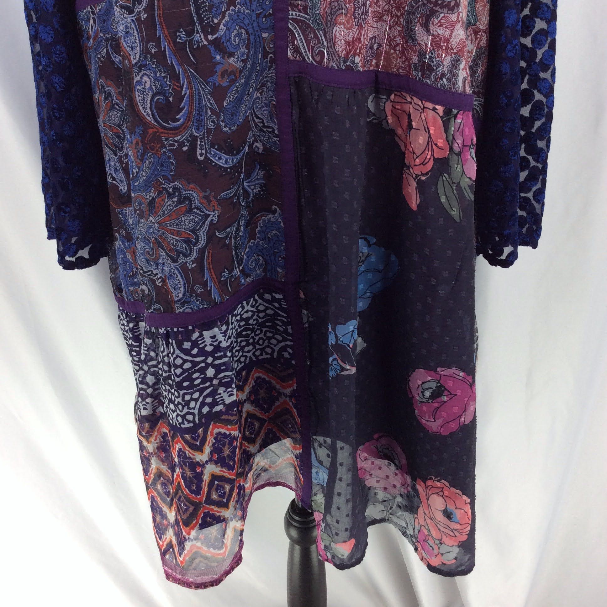 Other Soft Surroundings Patchwork Tunic Top Mini Dress Embroidered Size L / US 10 / IT 46 - 7 Thumbnail
