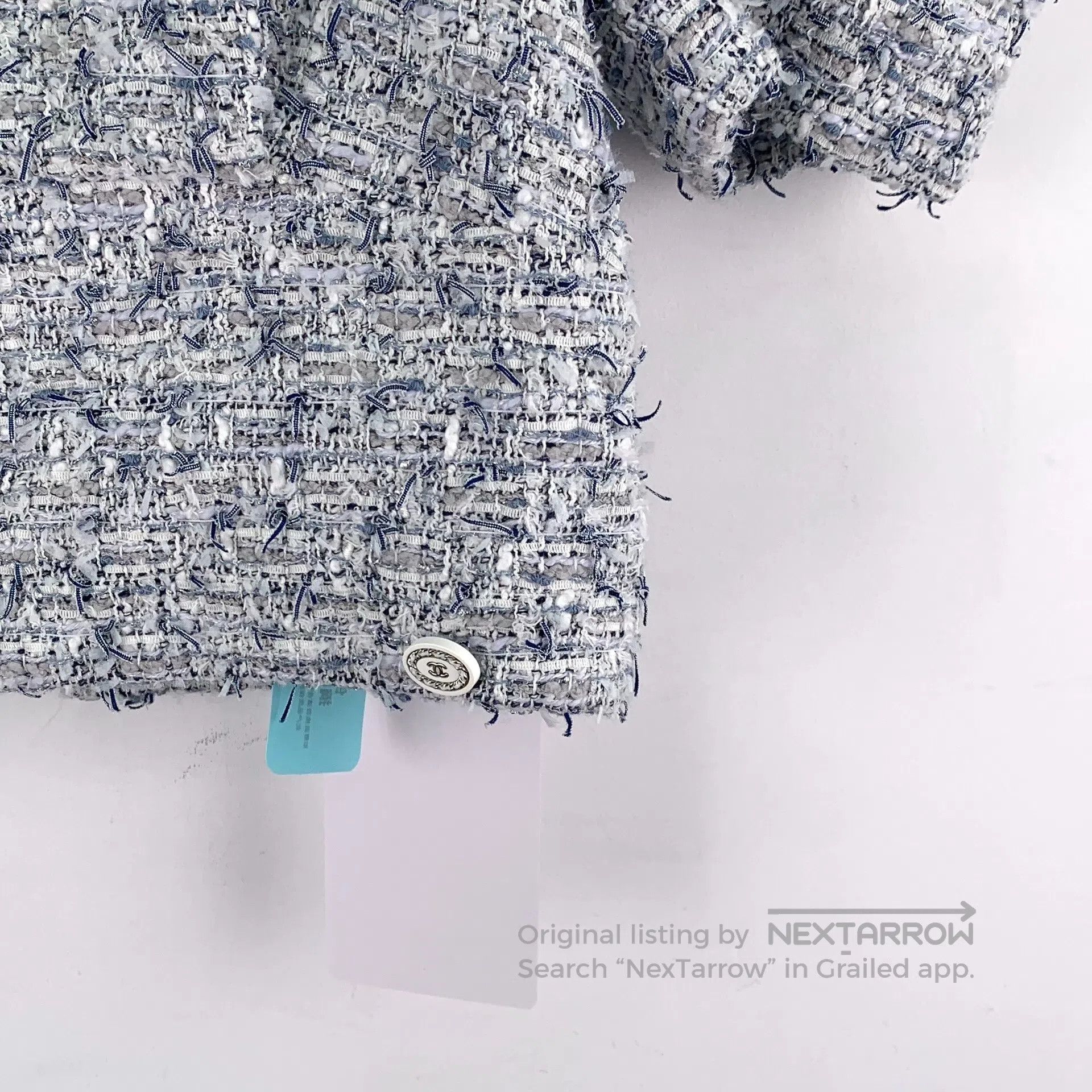 Chanel Chanel Light blue cotton woven coarse flower bubble short- Size XS / US 0-2 / IT 36-38 - 4 Thumbnail