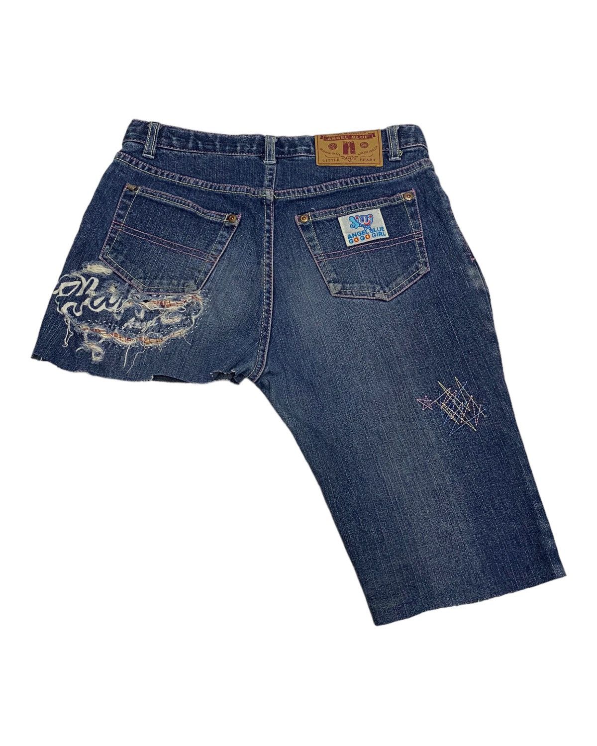 Angel Blue 🔥ANGEL BLUE☠️DISTRESSED CRAZY CUT DENIM SHORT JEANS Size 27" / US 4 / IT 40 - 2 Thumbnail