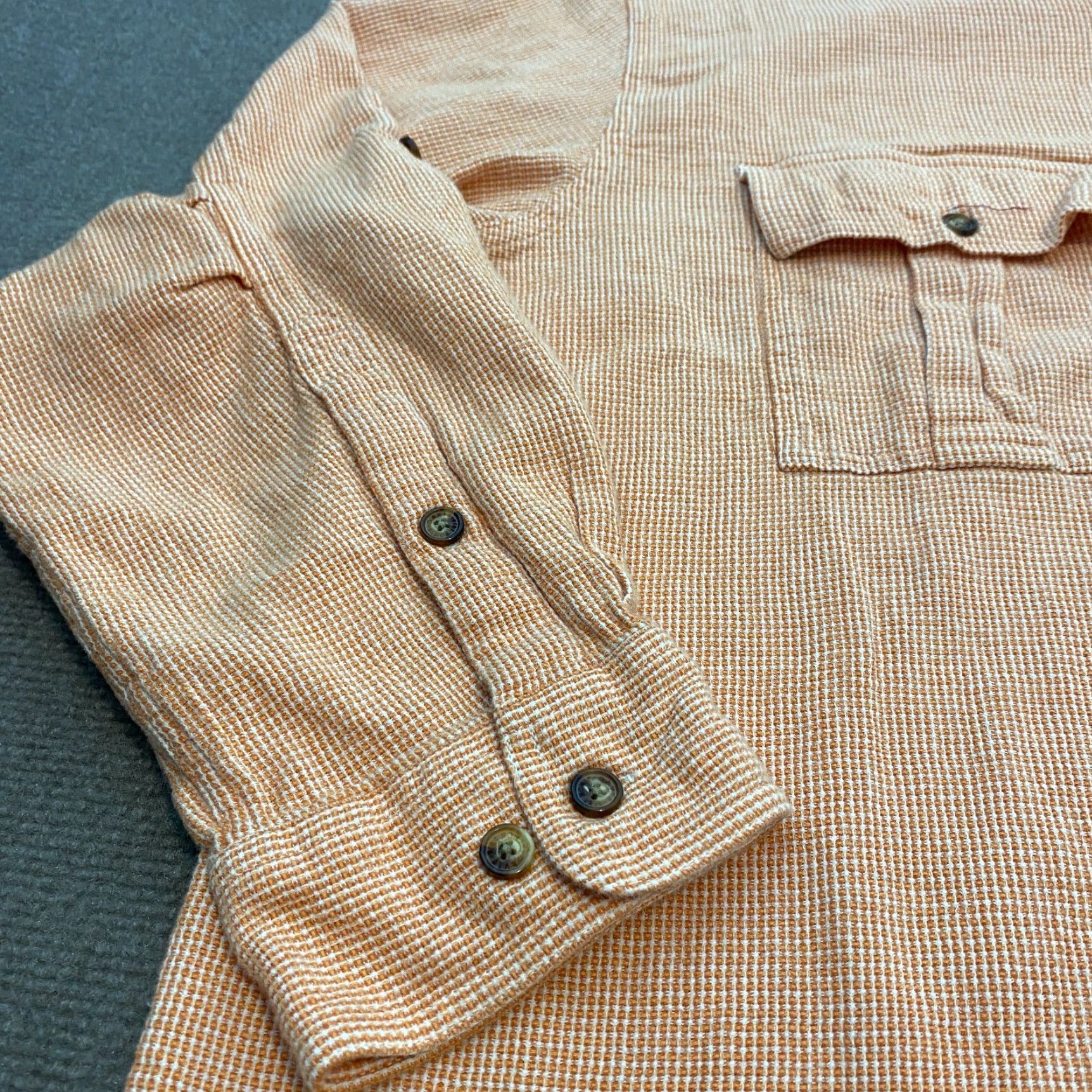 Orvis Orvis Shirt Mens 2XL Orange Woven Flap Pockets Long Sleeve Collar Button Camp Size US XXL / EU 58 / 5 - 3 Thumbnail