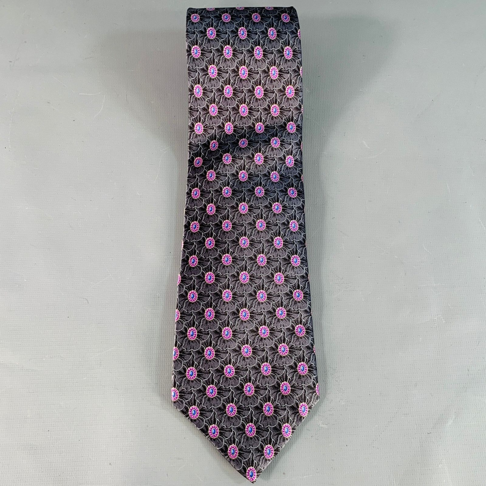 Other FABERGE Grey Purple Abstract Floral Silk Tie Size ONE SIZE - 3 Thumbnail