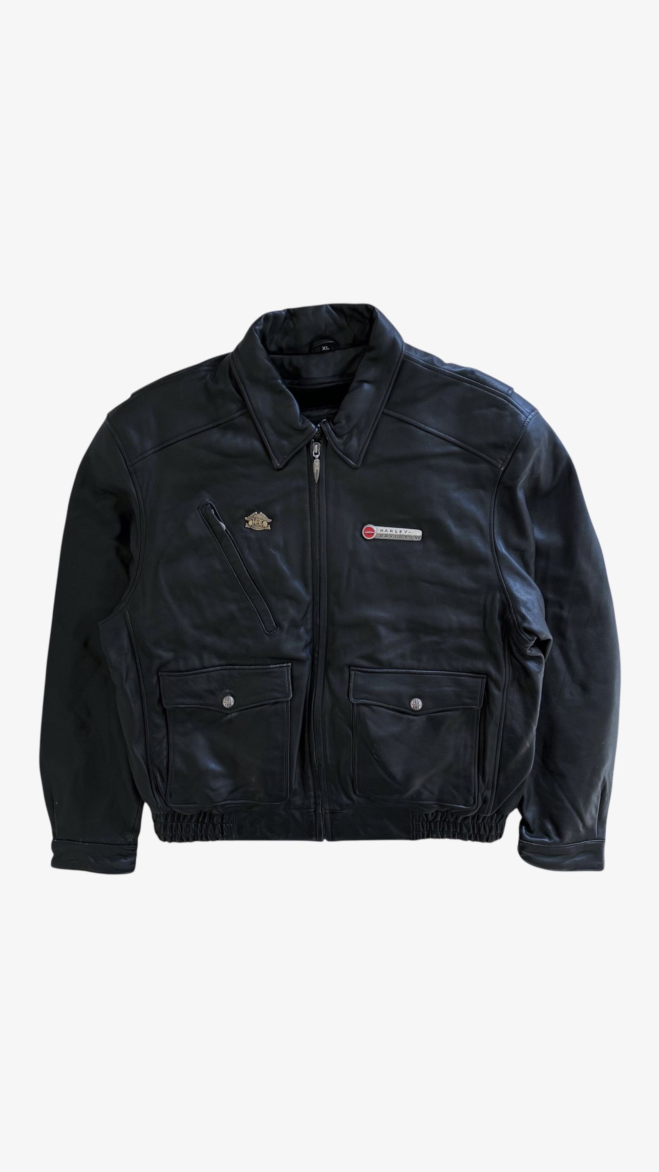 Harley Davidson Vintage 90s Men's Harley Davidson Black Leather Biker Jacket Size US L / EU 52-54 / 3 - 2 Thumbnail