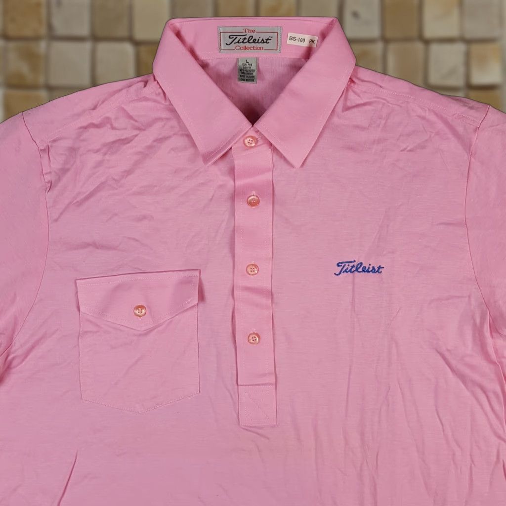 Titleist VINTAGE Titleist Golf Polo Mens L Pink Collared Button Pocket 90s Logo Shirt Size US L / EU 52-54 / 3 - 1 Thumbnail